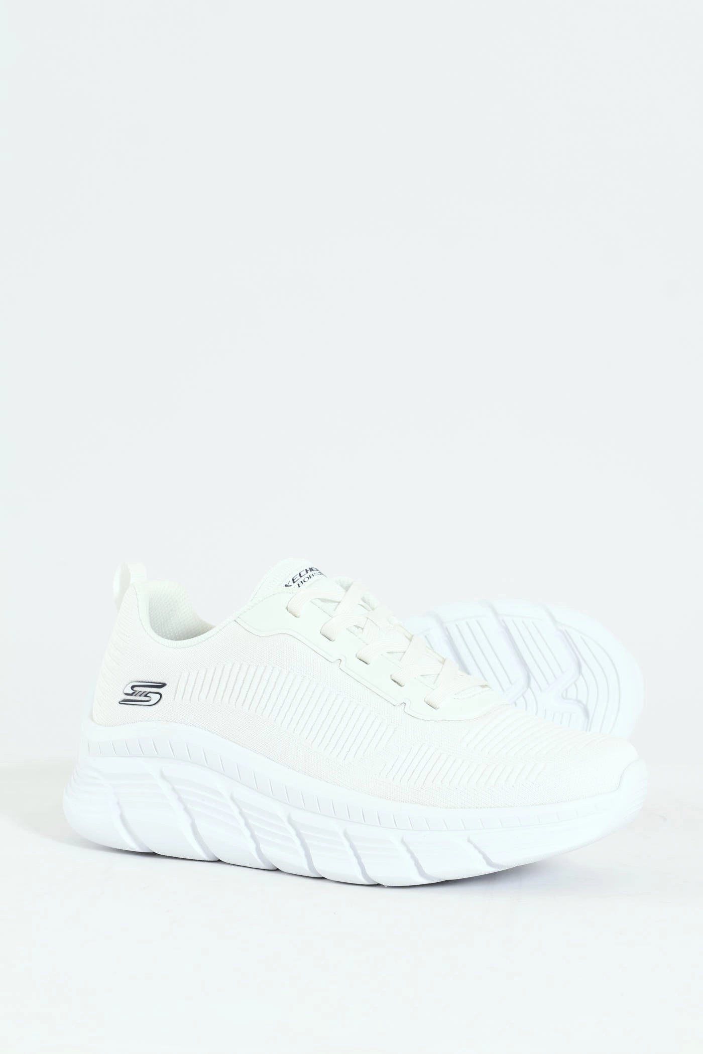 Bobs B Flex Hi Knit Lace Up Sneaker - White Contemporary Chic Stable Form