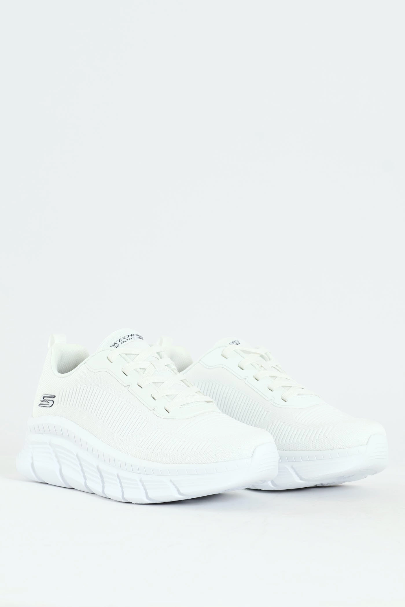 Bobs B Flex Hi Knit Lace Up Sneaker - White Adaptive Lacing Mechanism