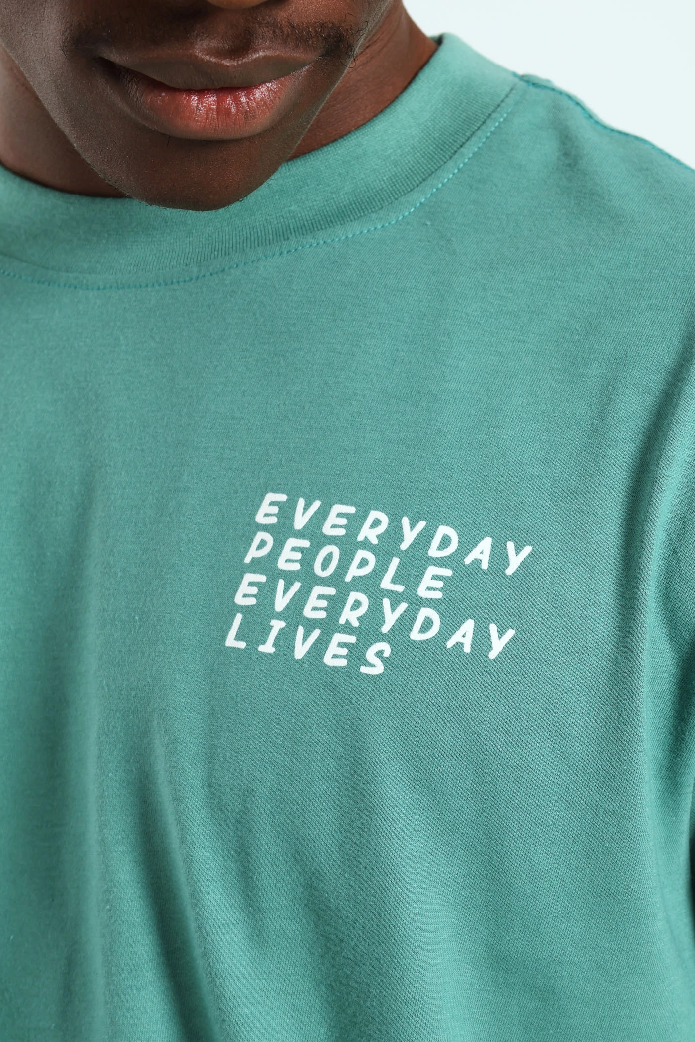 Neutral Color Eco Certified Fiber Block Car Front & Back Printed Tee - Teal