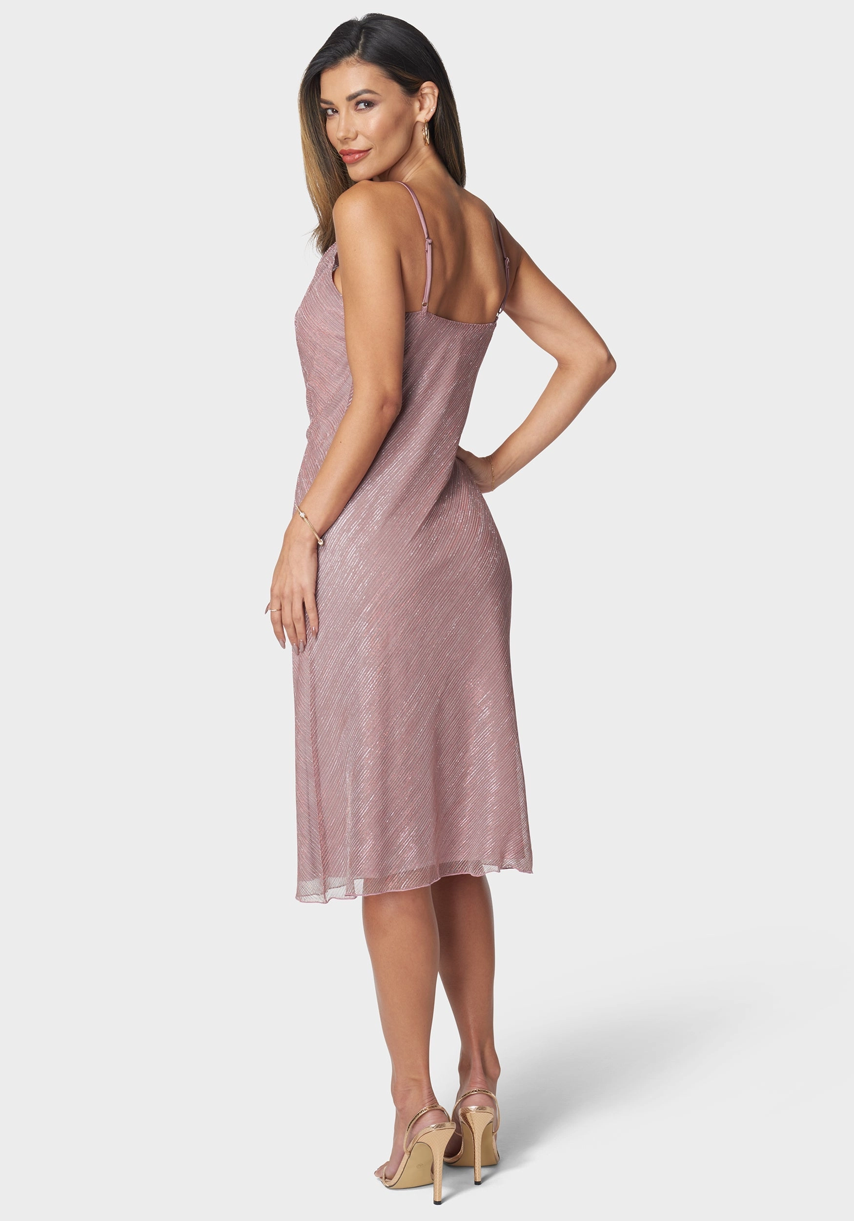 Ombre Pleat Cowl Midi Dress Vintage Vibe New Spirit