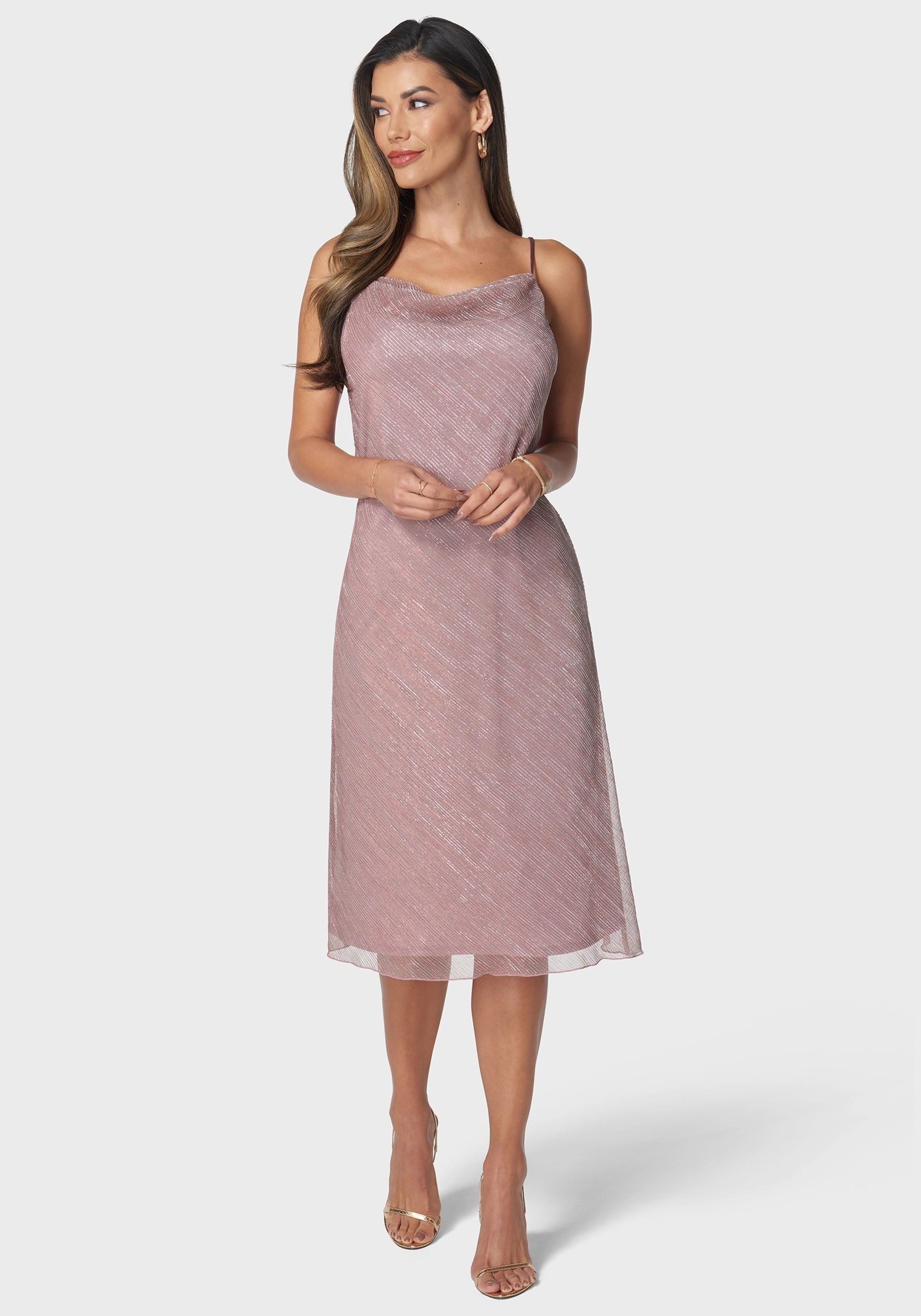 Winter Proof Ombre Pleat Cowl Midi Dress