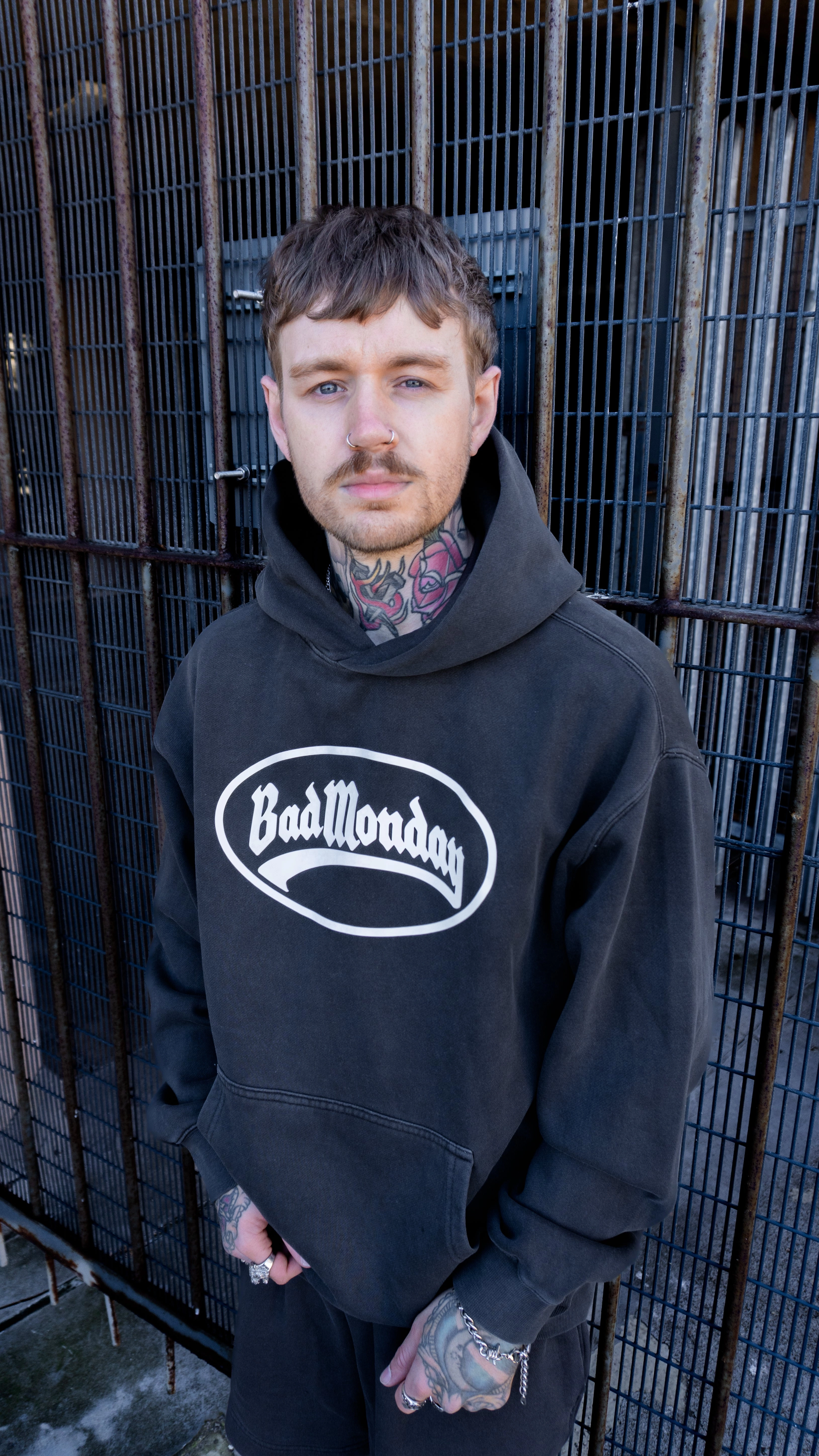 Reinforced Elbows Utility Pockets Oval Logo Relax Hoodie