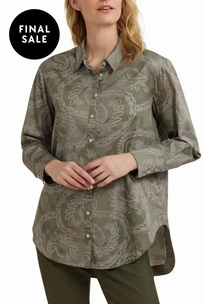 FLOWING PAISLEY PRINT SHIRT - YT24W4138 Social Meetup Neutral Toned Stitching