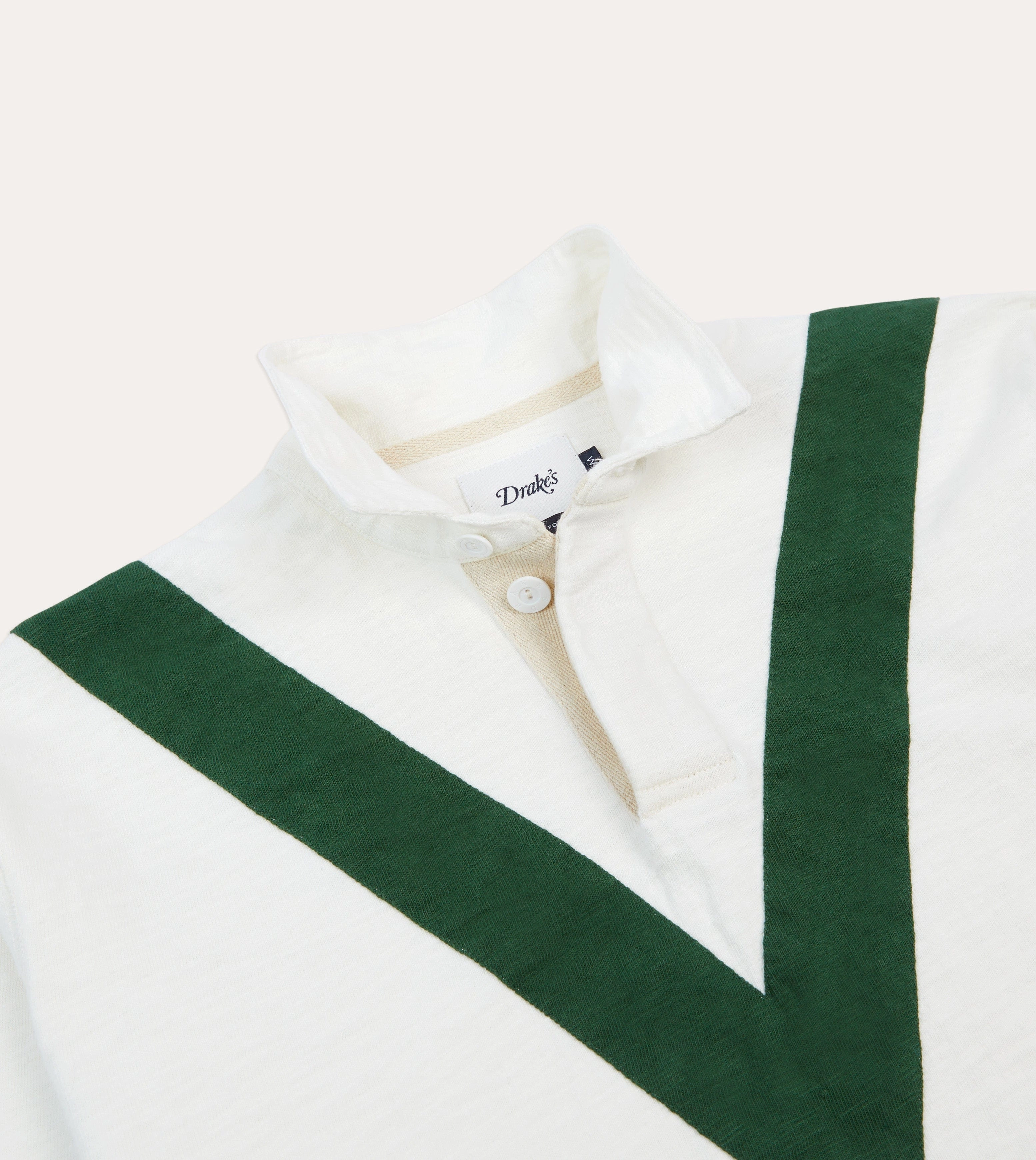 Ecru and Green Chevron Cotton Rugby Shirt Oversized style