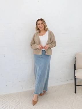 Sleek Styling Asher Denim Maxi Skirt - Blue