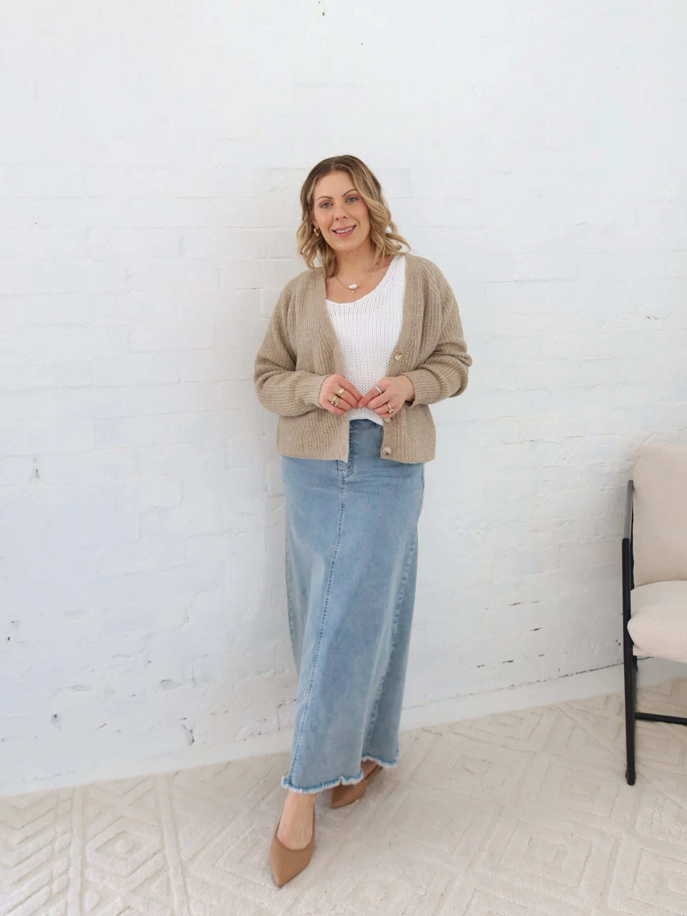 Sleek Styling Asher Denim Maxi Skirt - Blue