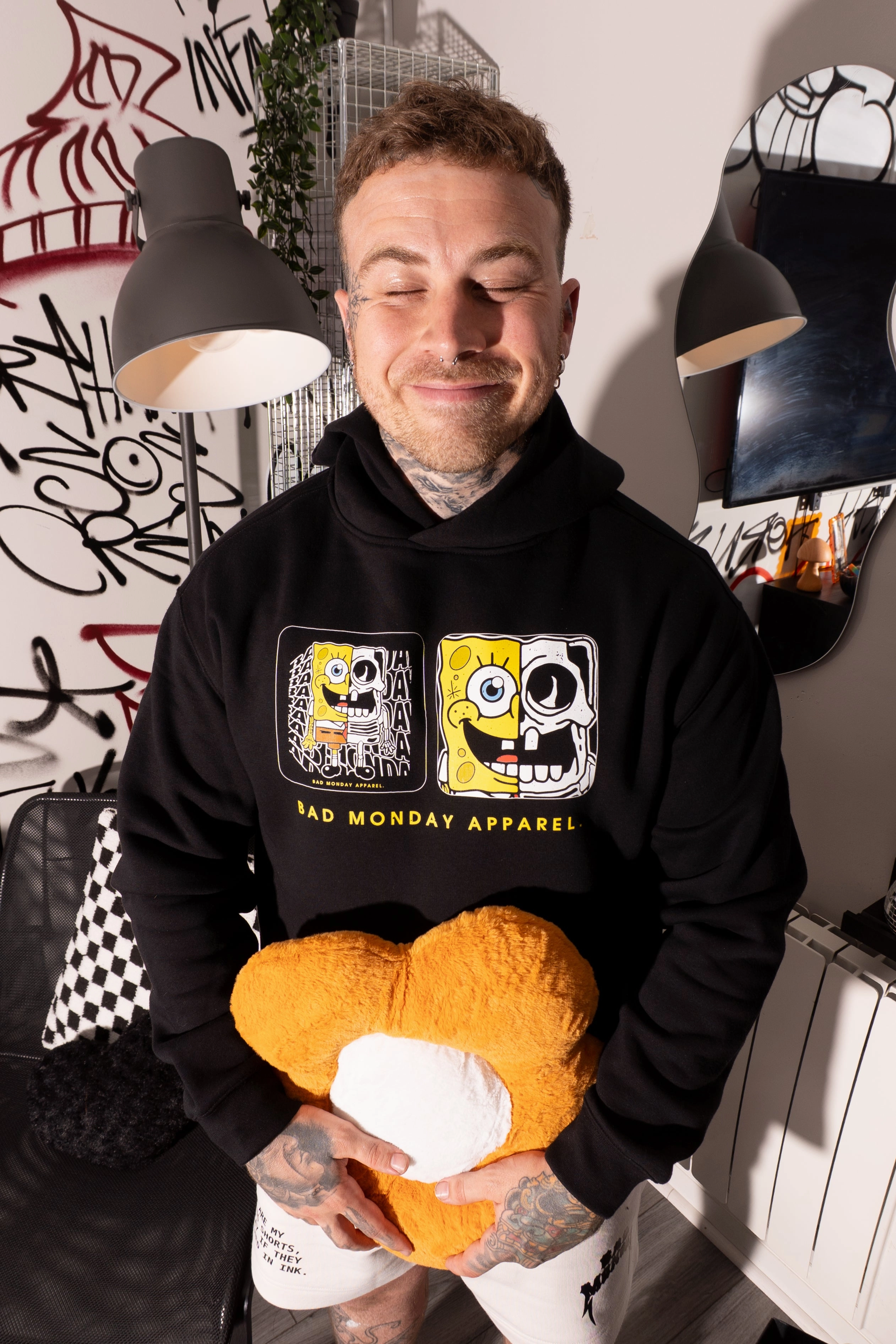 Elastic hem Bonebob Relax Hoodie / Front Print