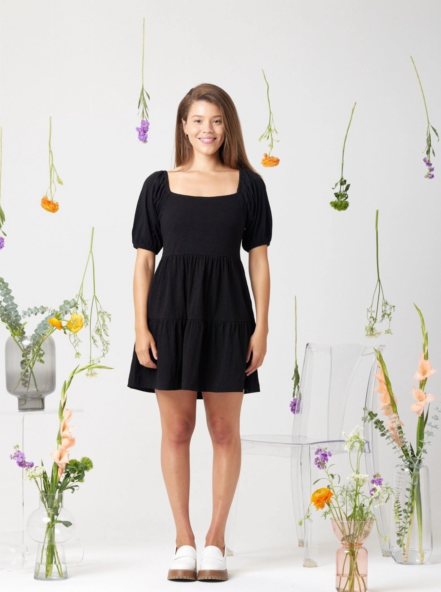 Bowen Dress - Black Flowy Cut Smooth Shape