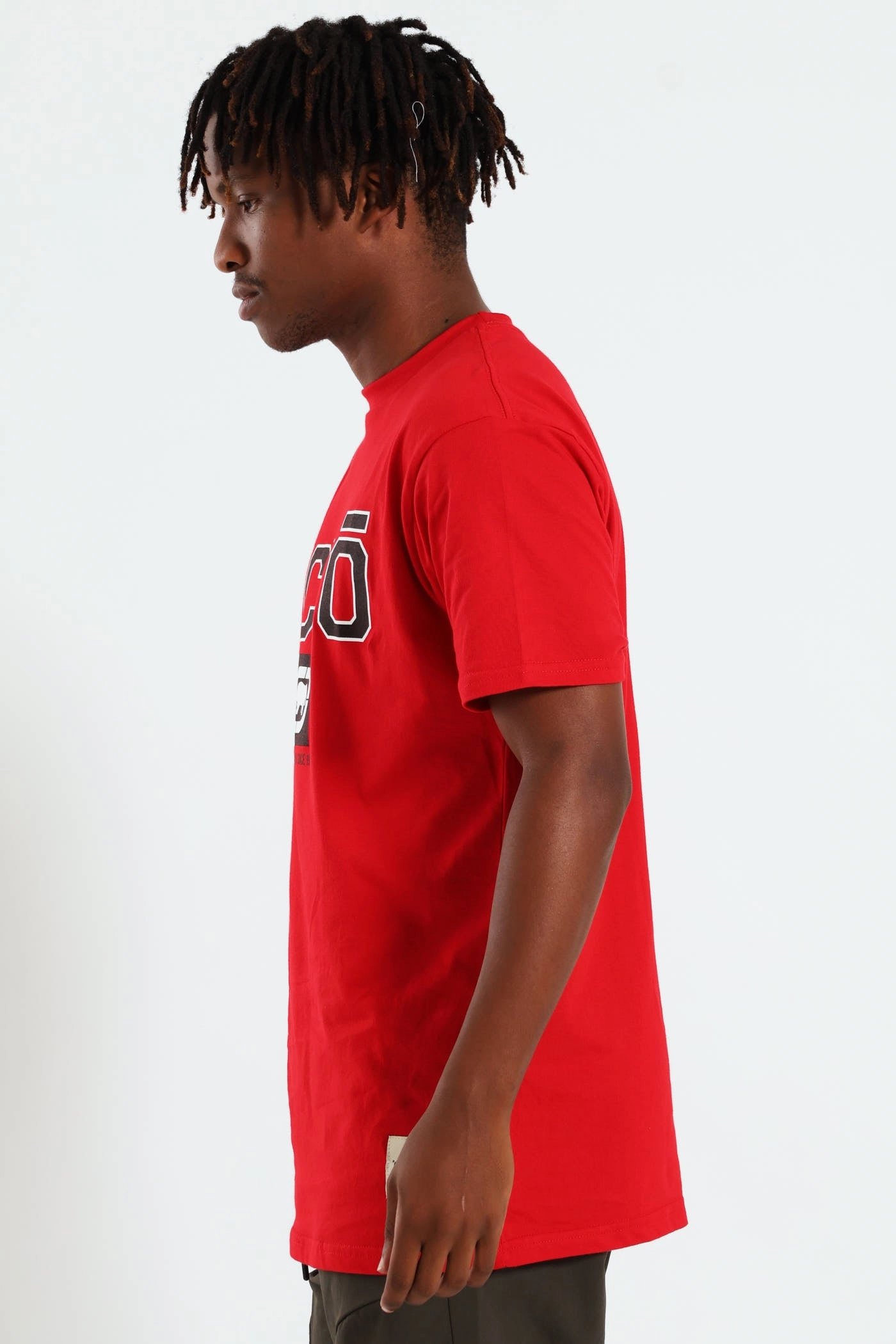 Solid Color Box Script Tee - Red