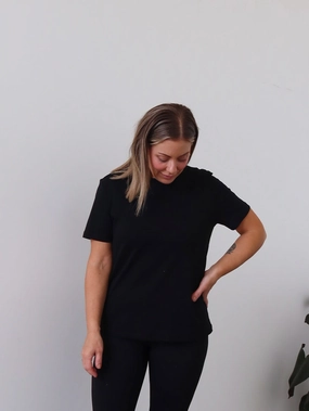 Brady Tee - Black DoubleLayered Neckline