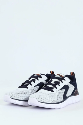 Track Lace Up Trainer - White/Navy Trend-setting silhouette Travel Ready