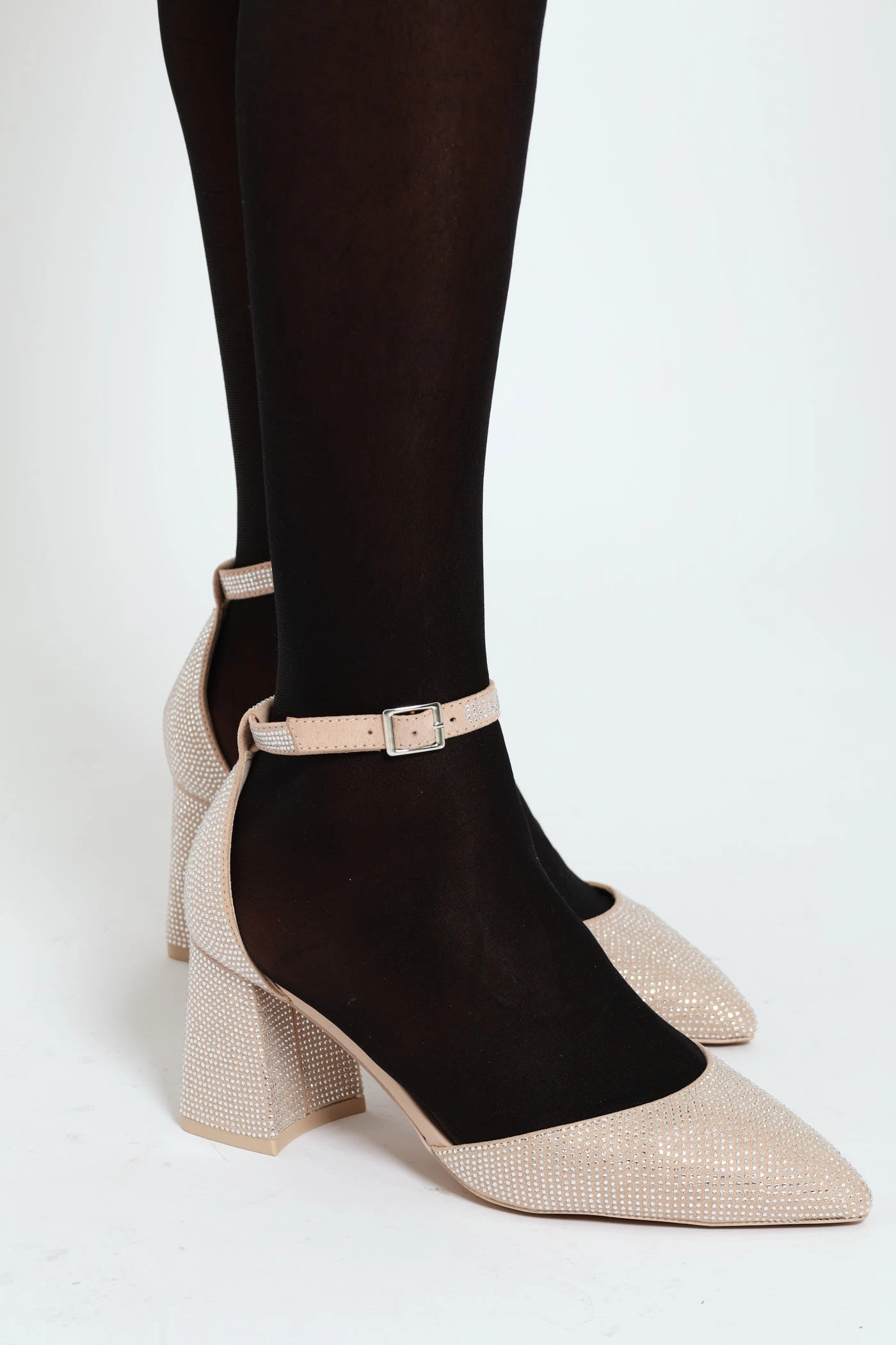 Professional Heels Daliaa Pointed Closed Toe Block Heel - Silver