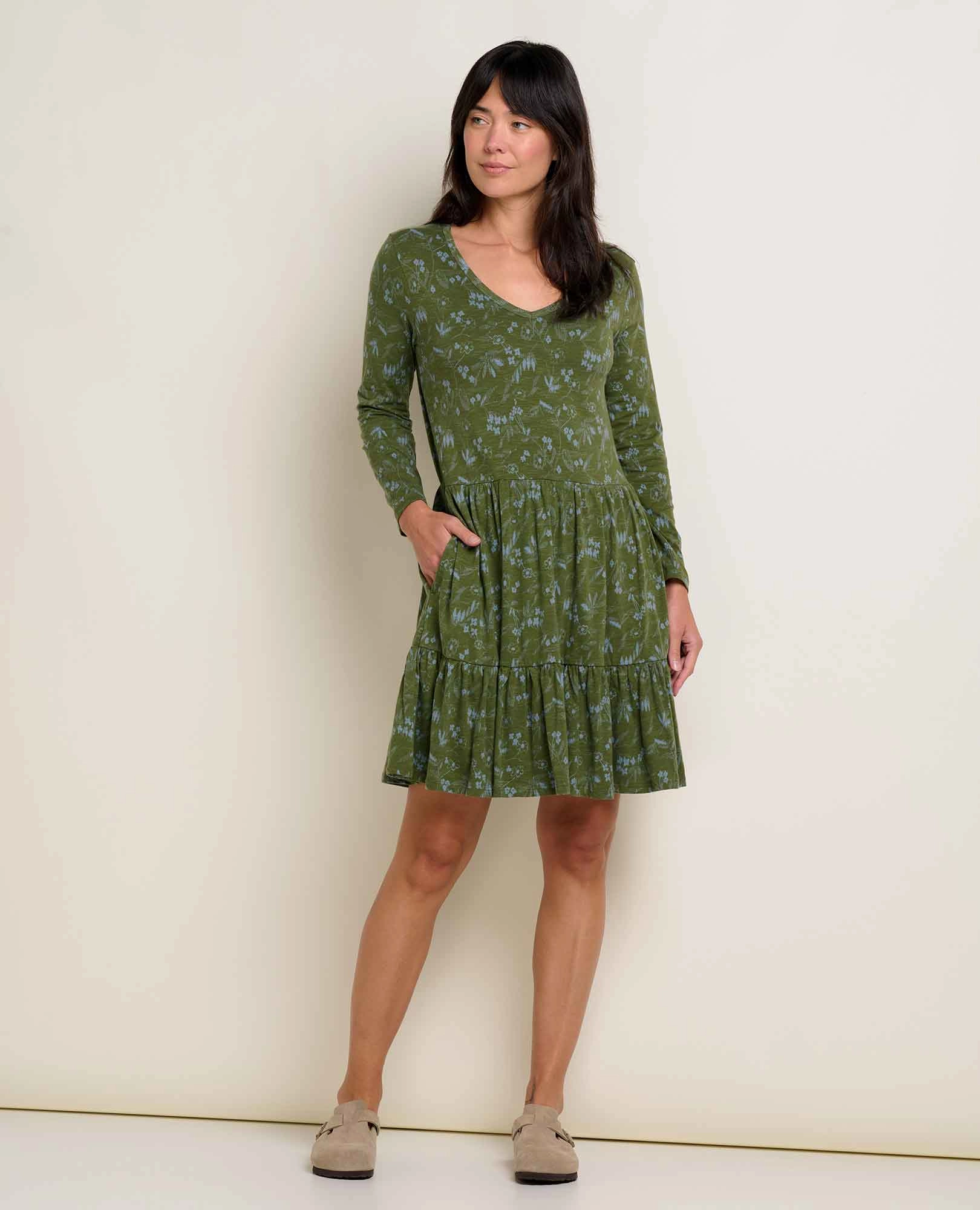 Marley Tiered Long Sleeve Dress Button-Cuff