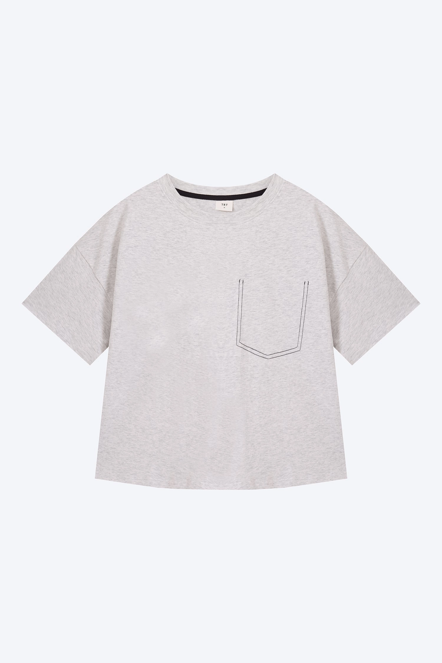 Trendy Comfort Wear Contrast Stitched Pocket Tee - Light Grey