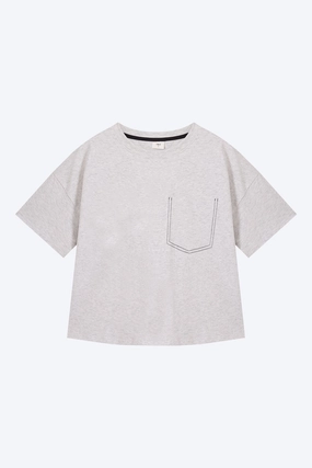 Contrast Stitched Pocket Tee - Light Grey Casual Vibes Breathable wear
