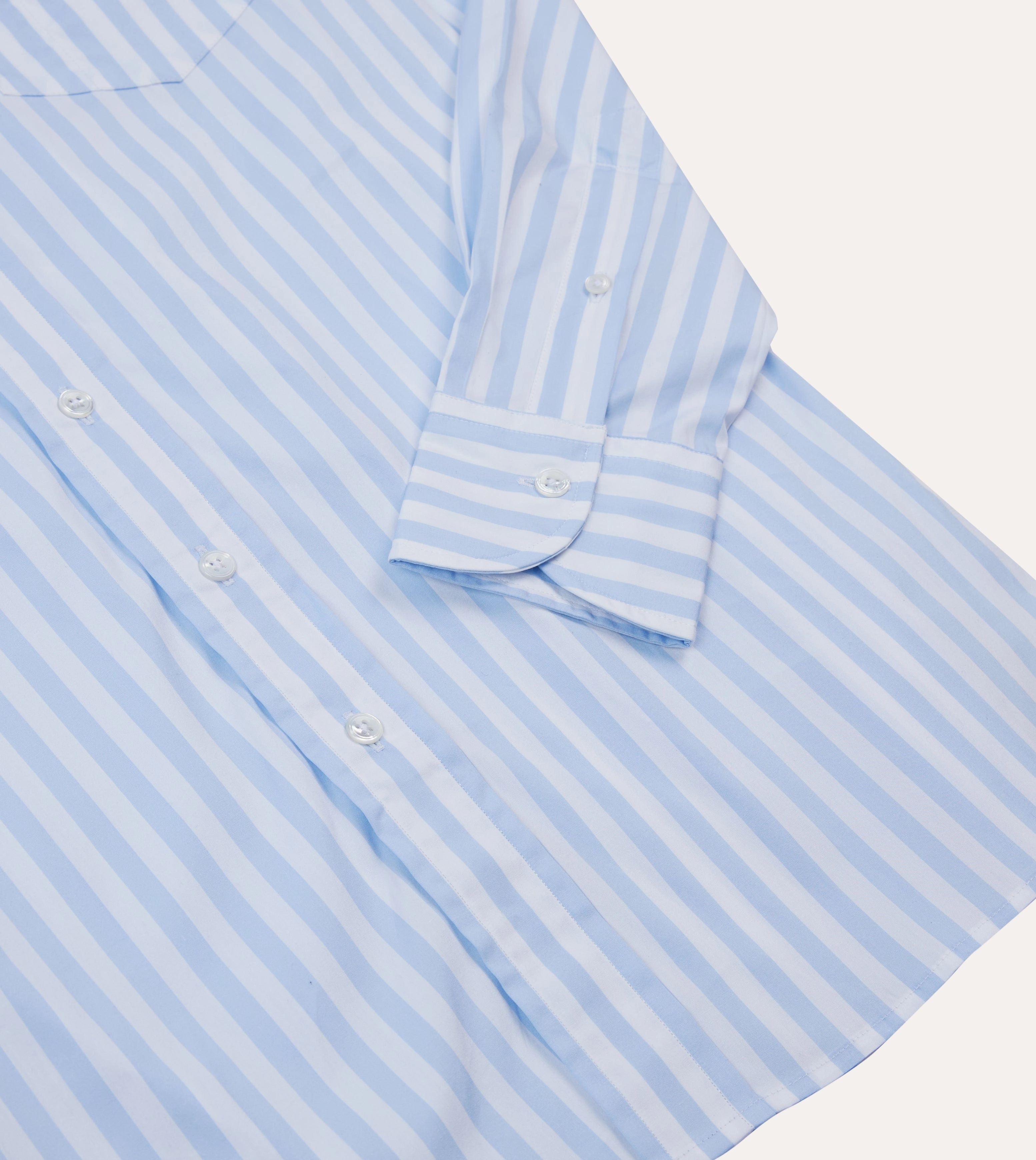 Designer Touch Blue Broad Stripe Cotton Poplin Button-Down Shirt