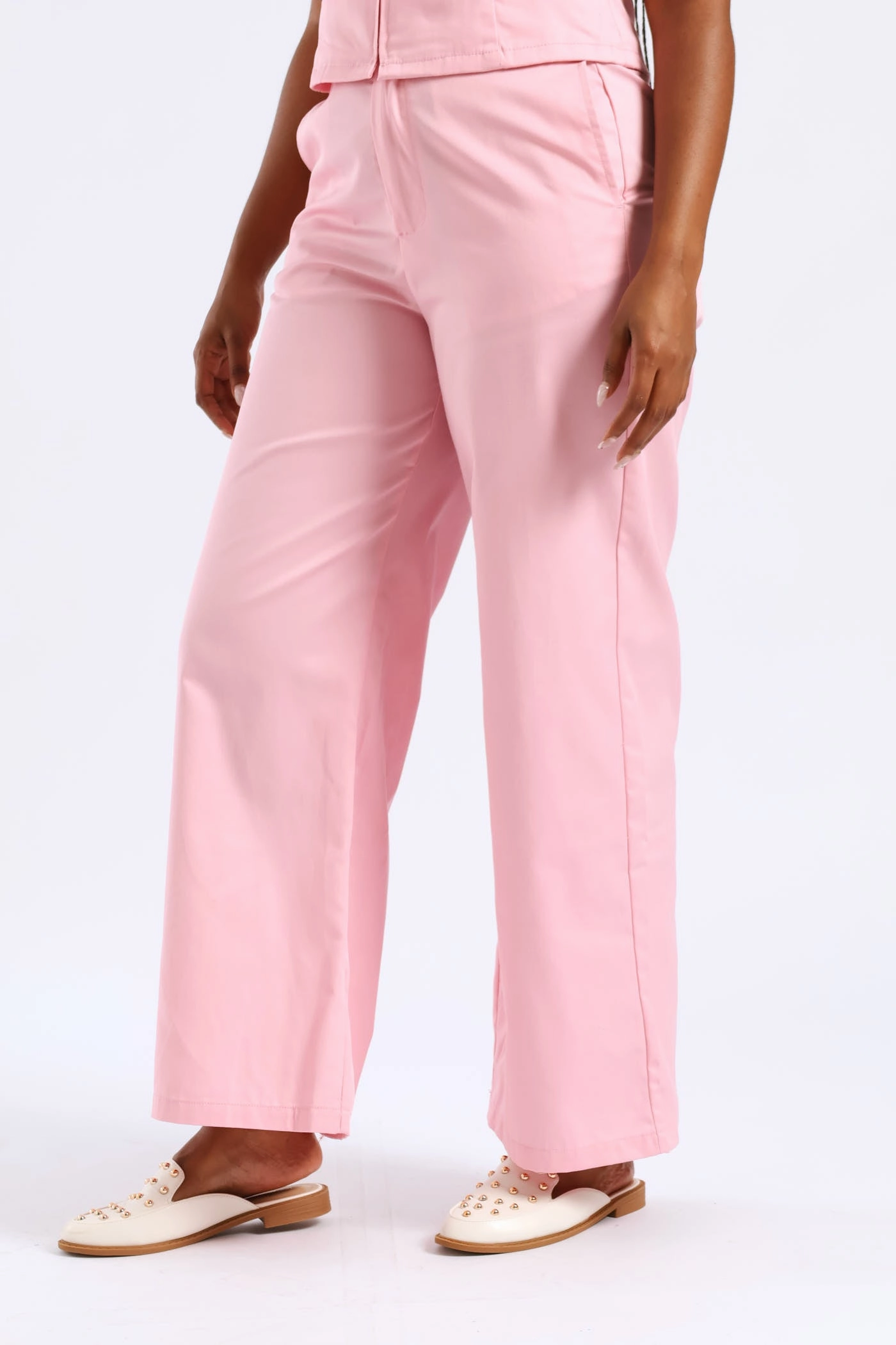 FadeResistantTreatment Crease Front Wide Leg Pant - Candy Pink