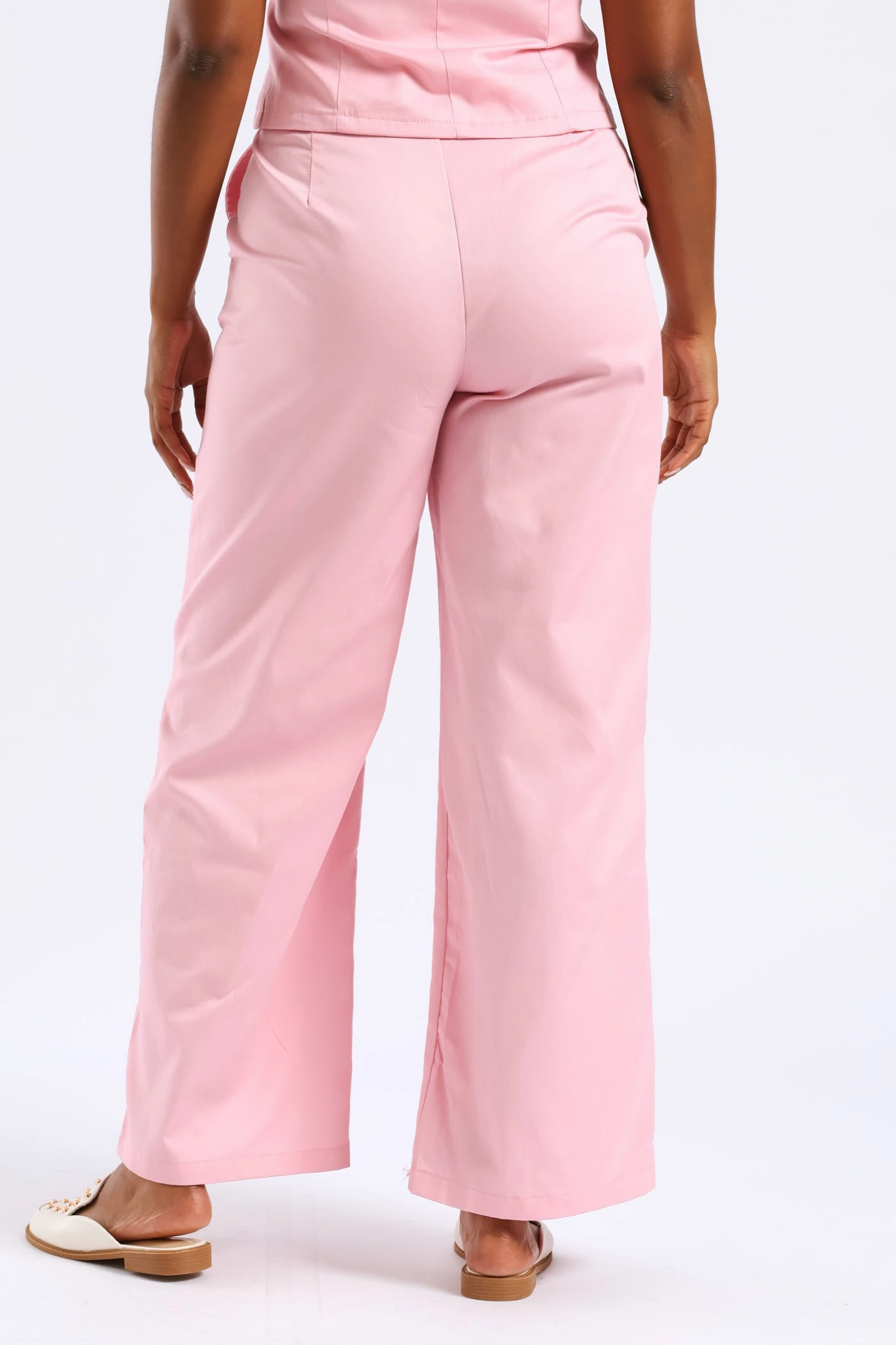Flexible shape Fashion Fit Crease Front Wide Leg Pant - Candy Pink