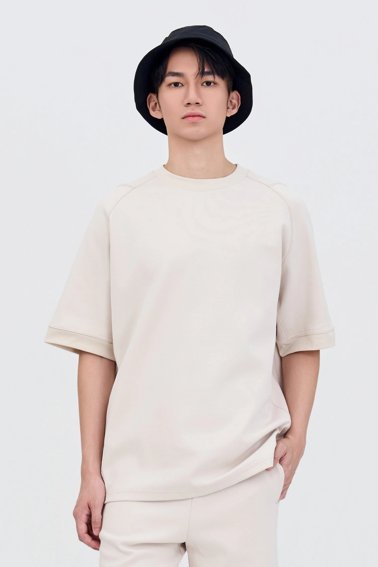 Oversized Panel Tee - Sand HighStretch