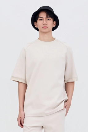 Oversized Panel Tee - Sand Basic Dress
