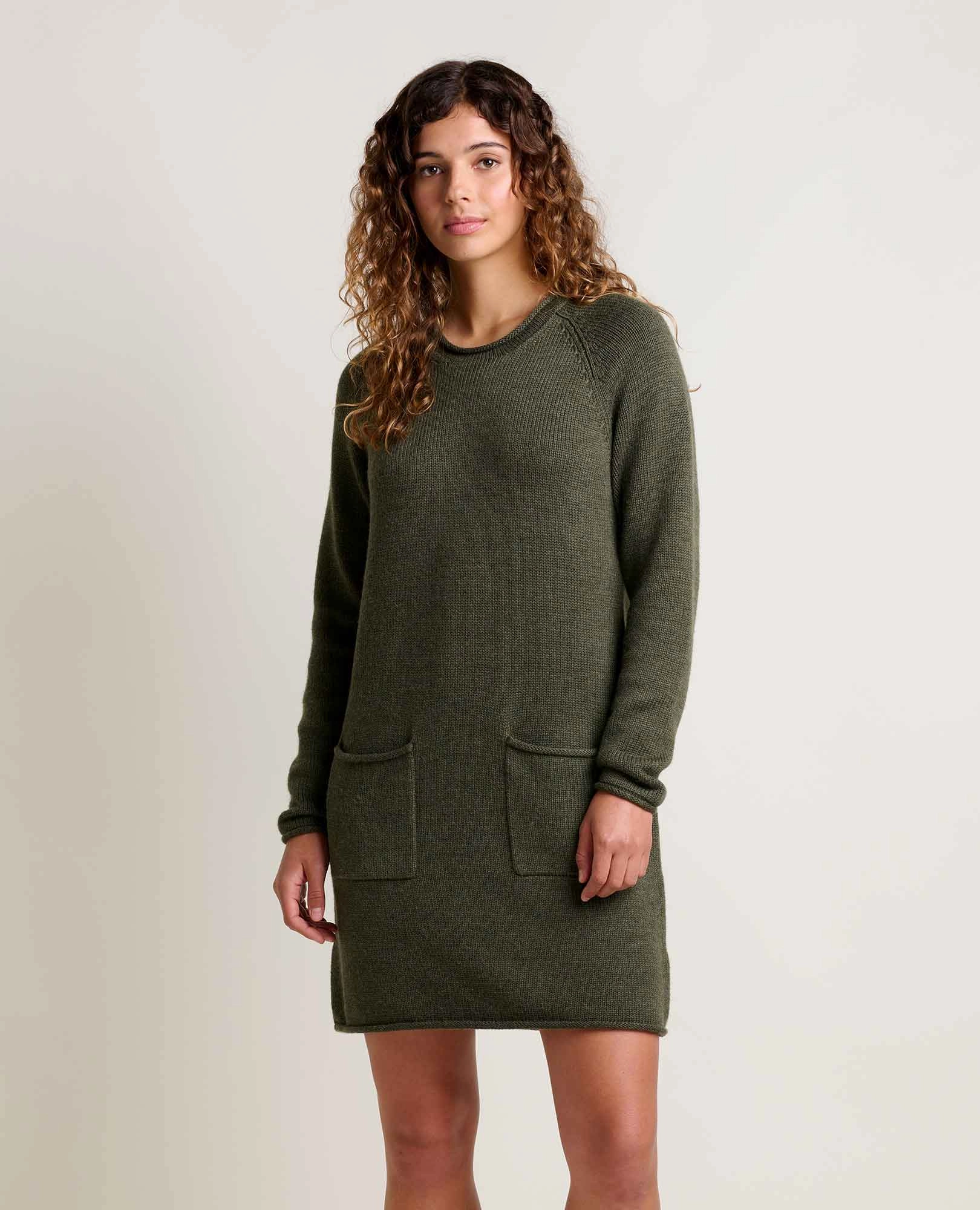 Versatile Layer Wear Artisanal-Detail Alpineglo Sweater Dress