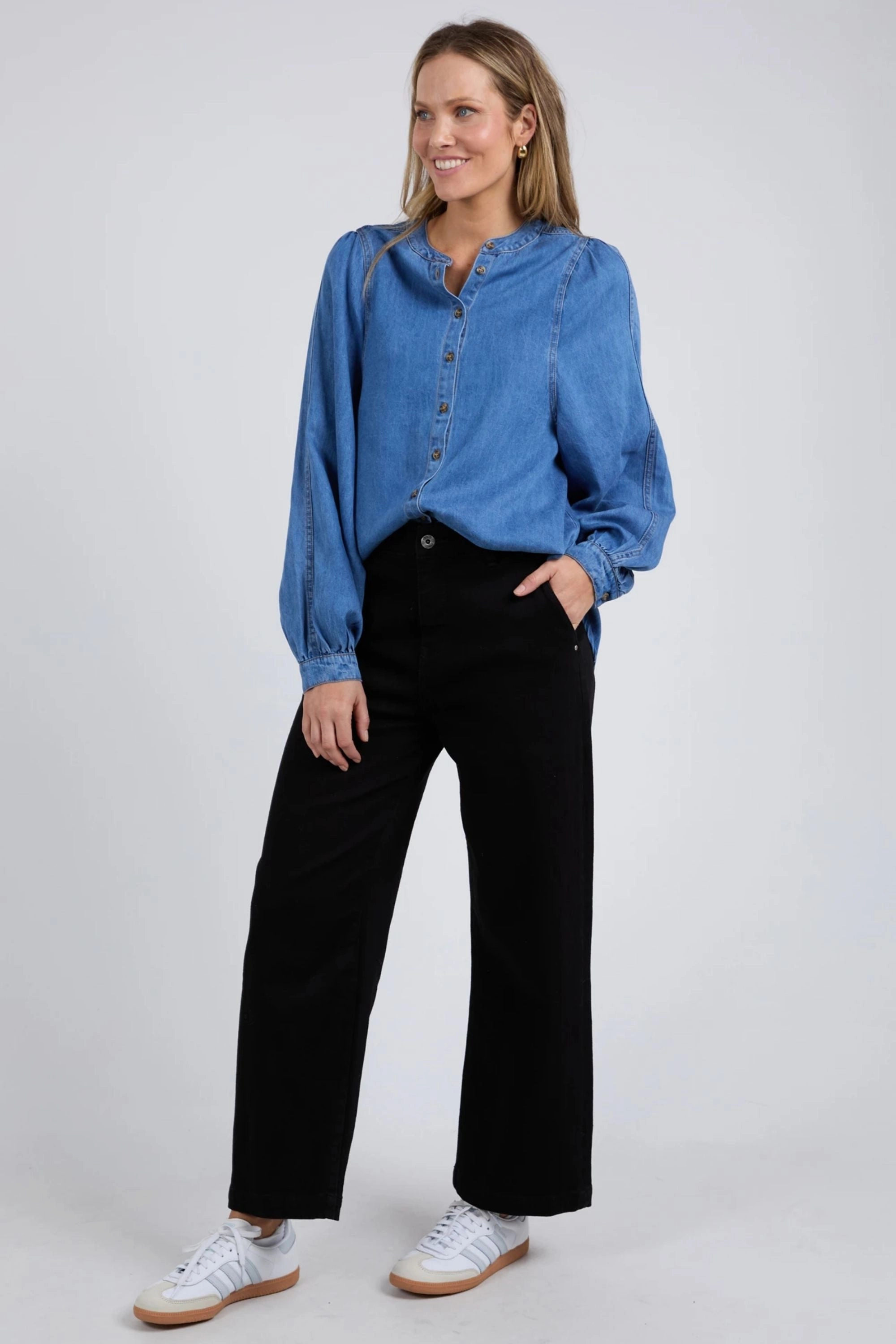 BROOKE DENIM SHIRT - 81D1386 Mesh Insert