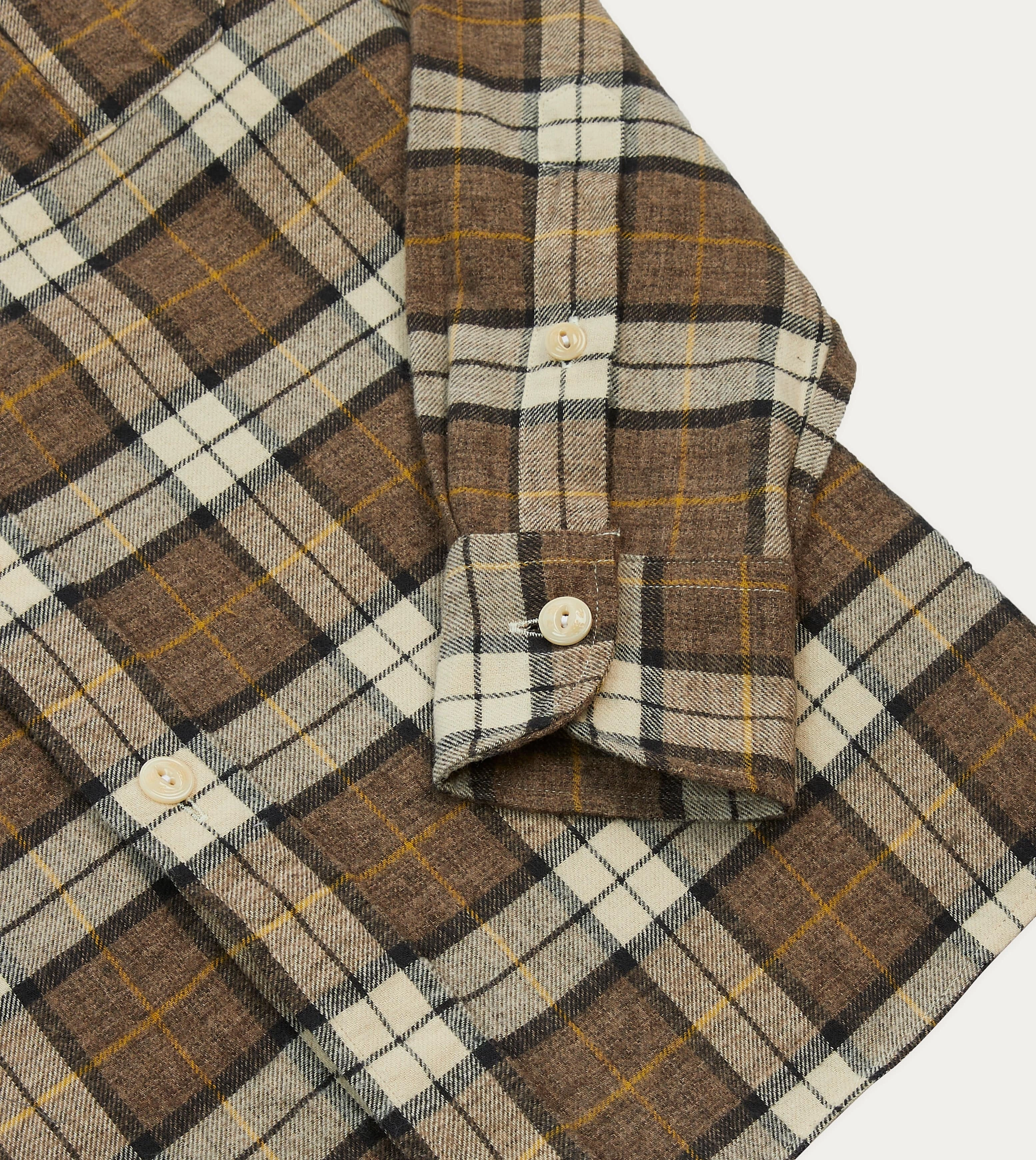 Brown Check Brushed Cotton Two-Pocket Work Shirt Winter Essentials