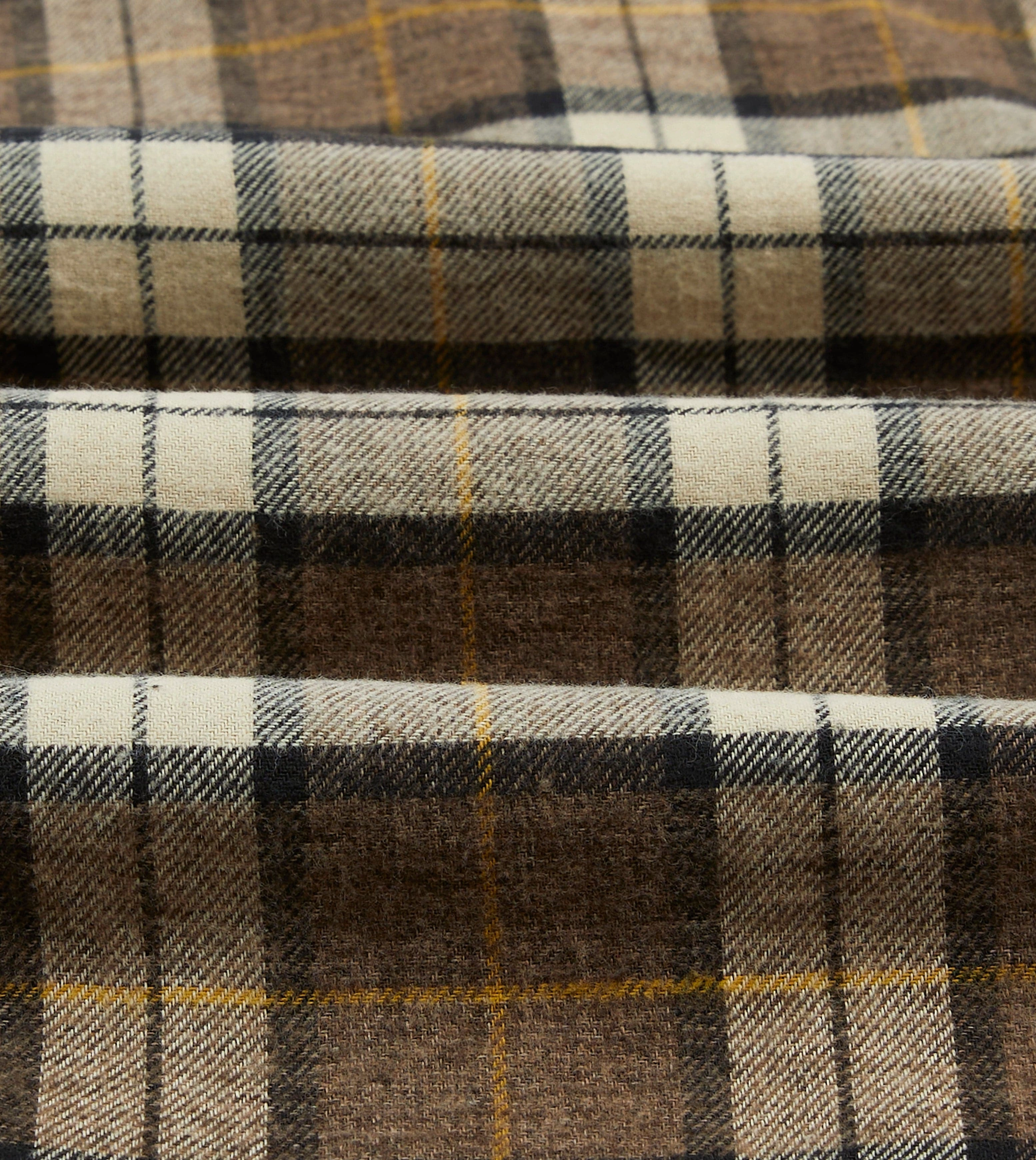 Brown Check Brushed Cotton Two-Pocket Work Shirt High-Quality Craftsmanship Neutral Tones