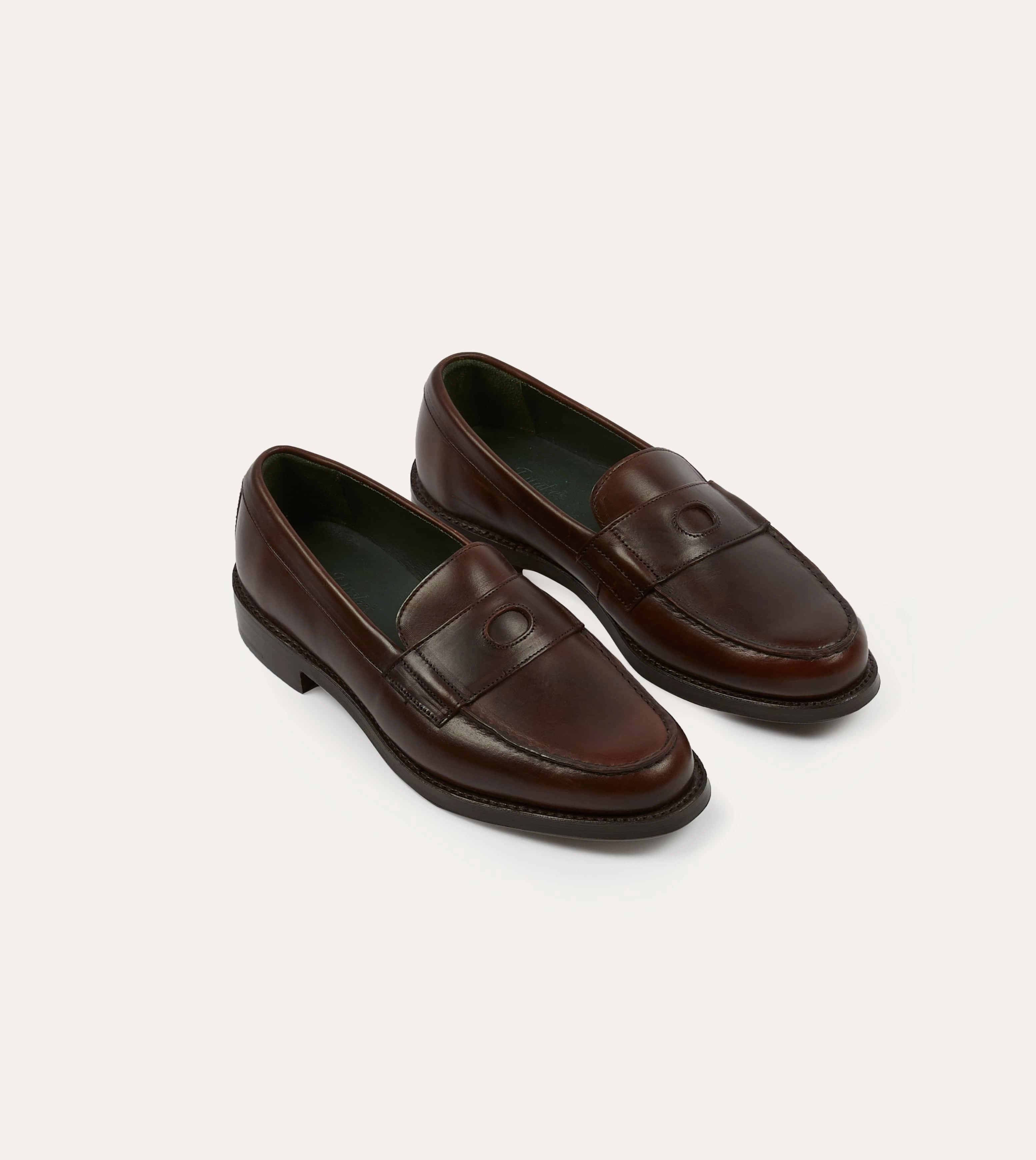 Brown Leather Charles Goodyear Welted Penny Loafer Push Step