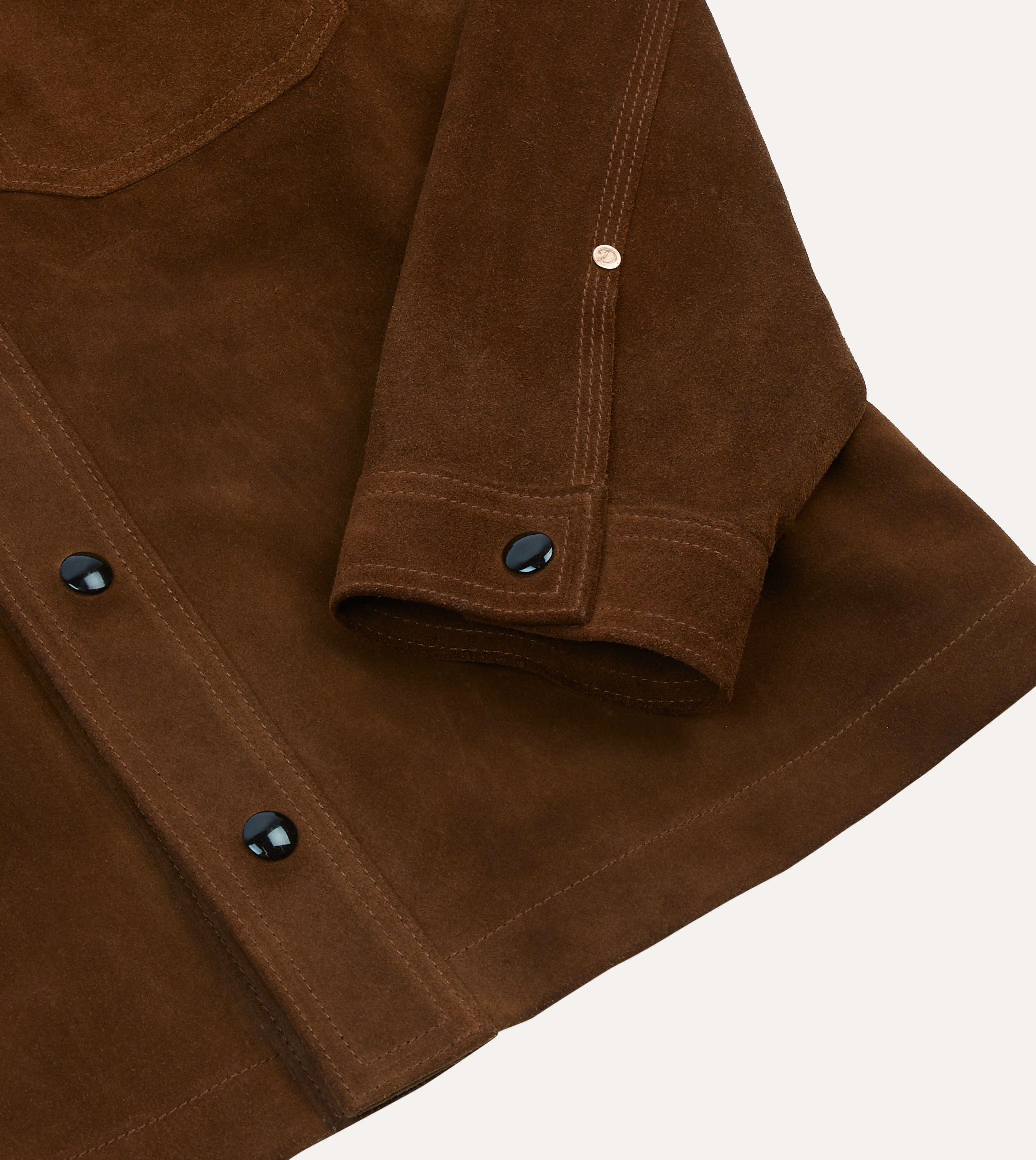 Brown Roughout Suede Overshirt Tailored Silhouette Eco-Friendly Choice