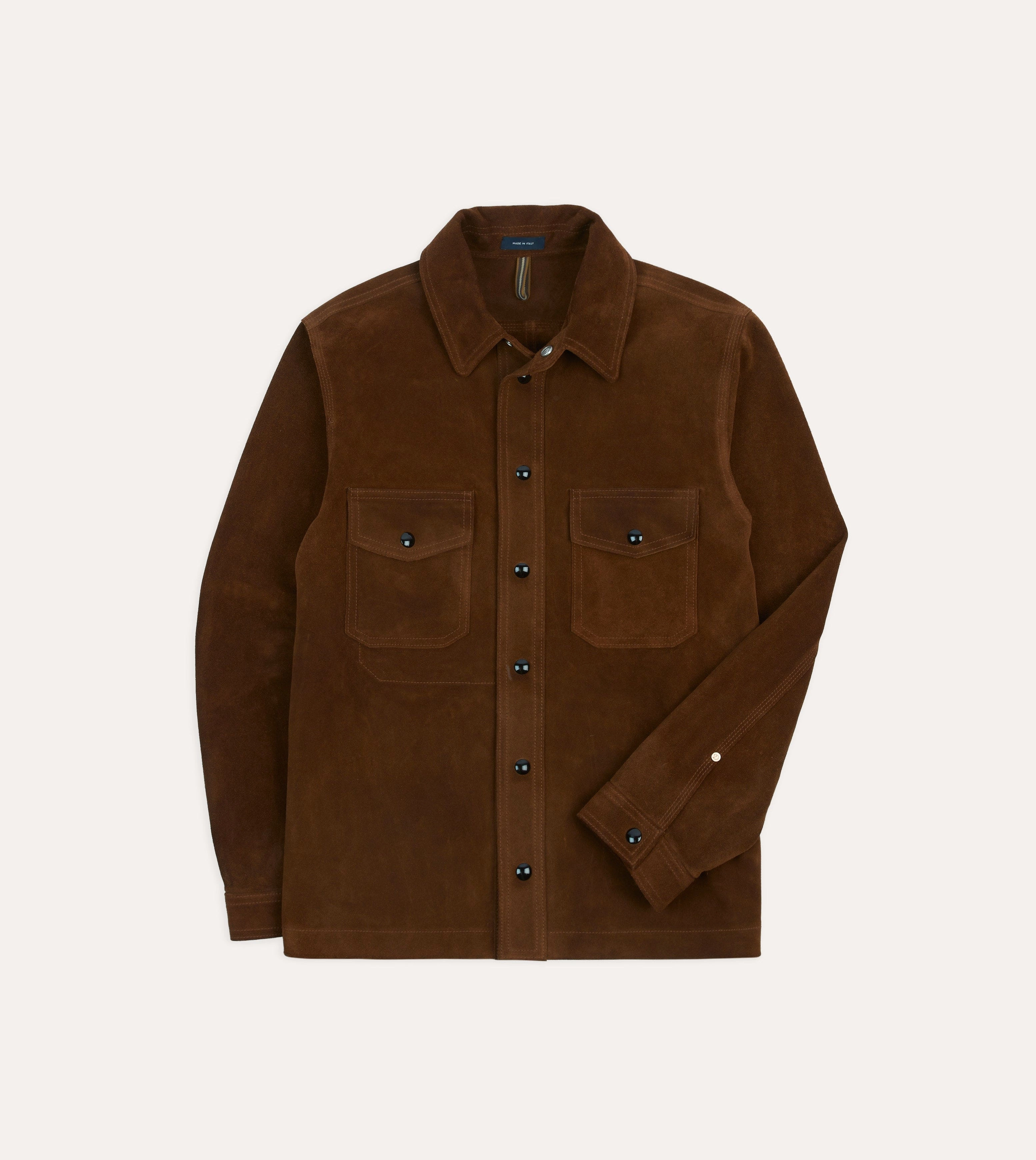Brown Roughout Suede Overshirt Easy Care Material