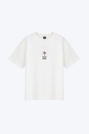 (A) Jersey "Vacay Mode" Embroidery Tee - Cream [AT] WaffleWeave