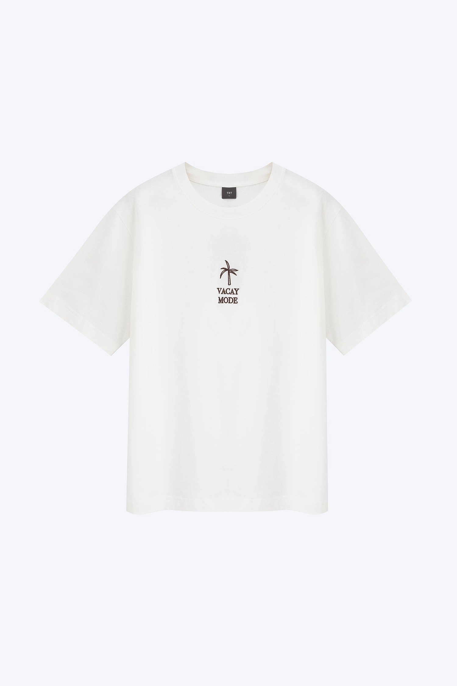 (A) Jersey "Vacay Mode" Embroidery Tee - Cream [AT] WaffleWeave