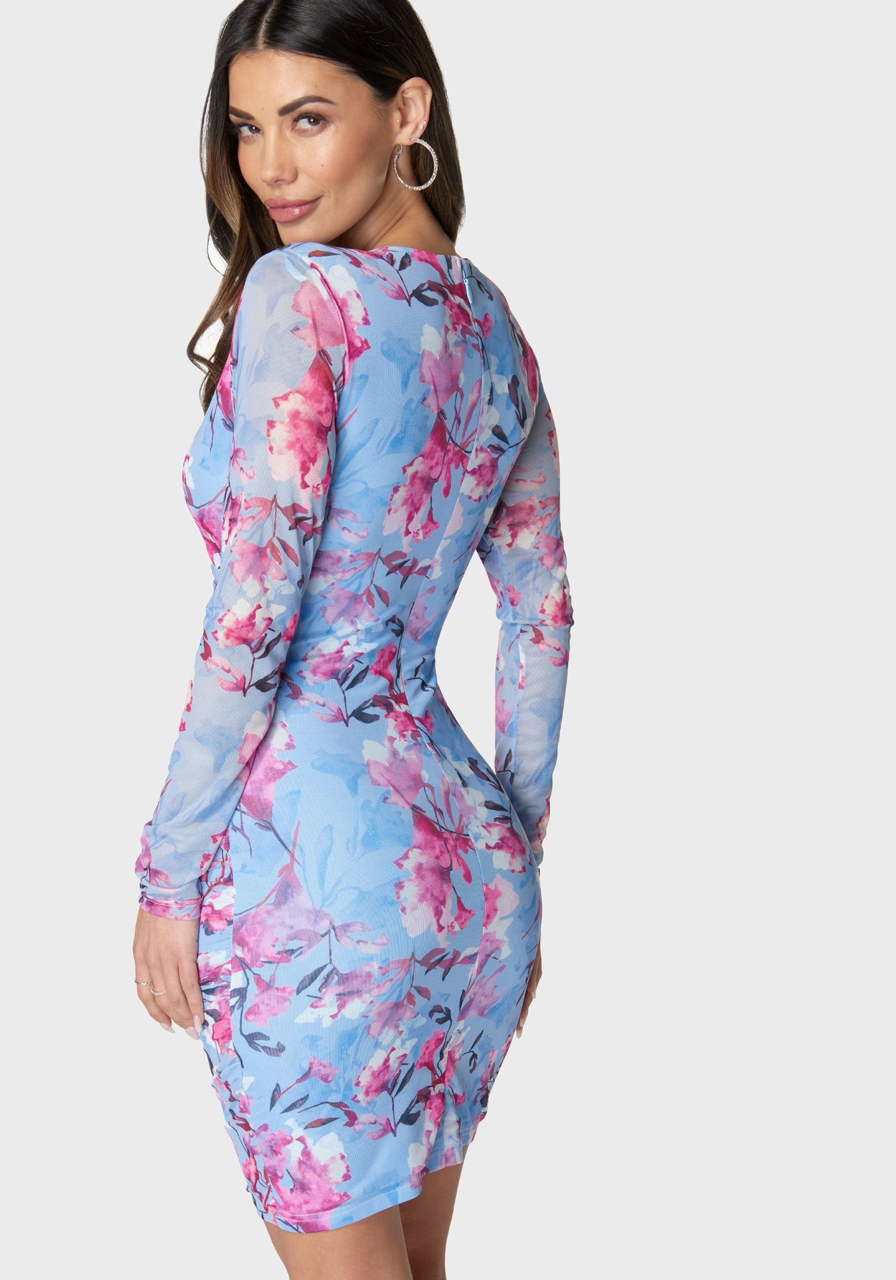 Button Detail Mesh Midi Dress Natural Tones Air Comfort