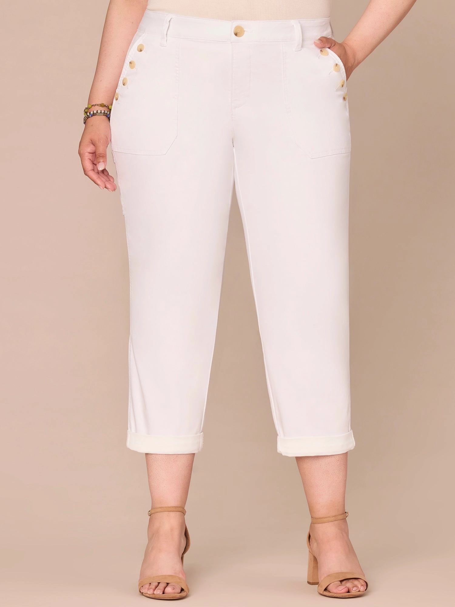 Smart Casual "Ab"solution High Rise Cuffed Plus Size Straight Leg Jeans