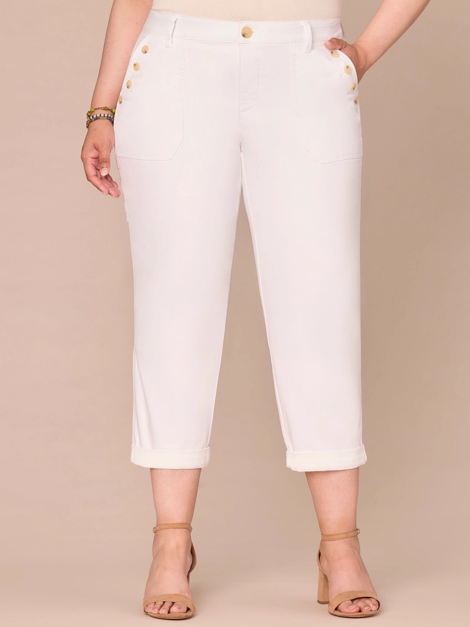 Bold Look Professional Wear Festival Outfit Comfy "Ab"solution High Rise Cuffed Plus Size Straight Leg Jeans