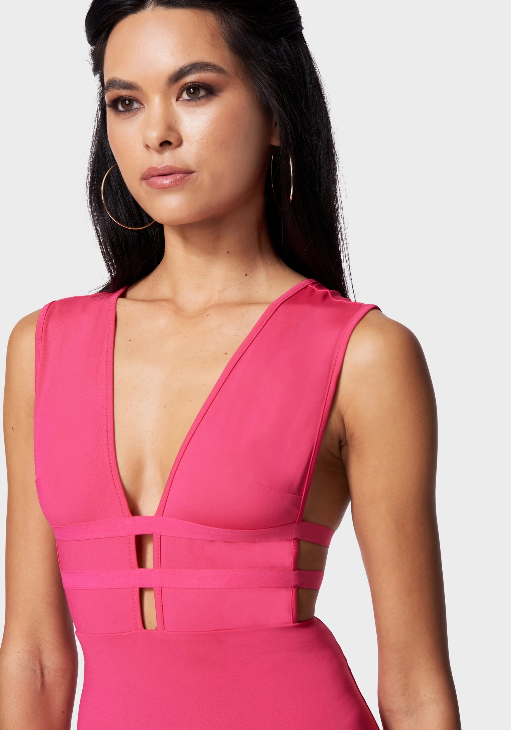 Flexible Style Elegant Simplicity Caged Slinky Knit Dress