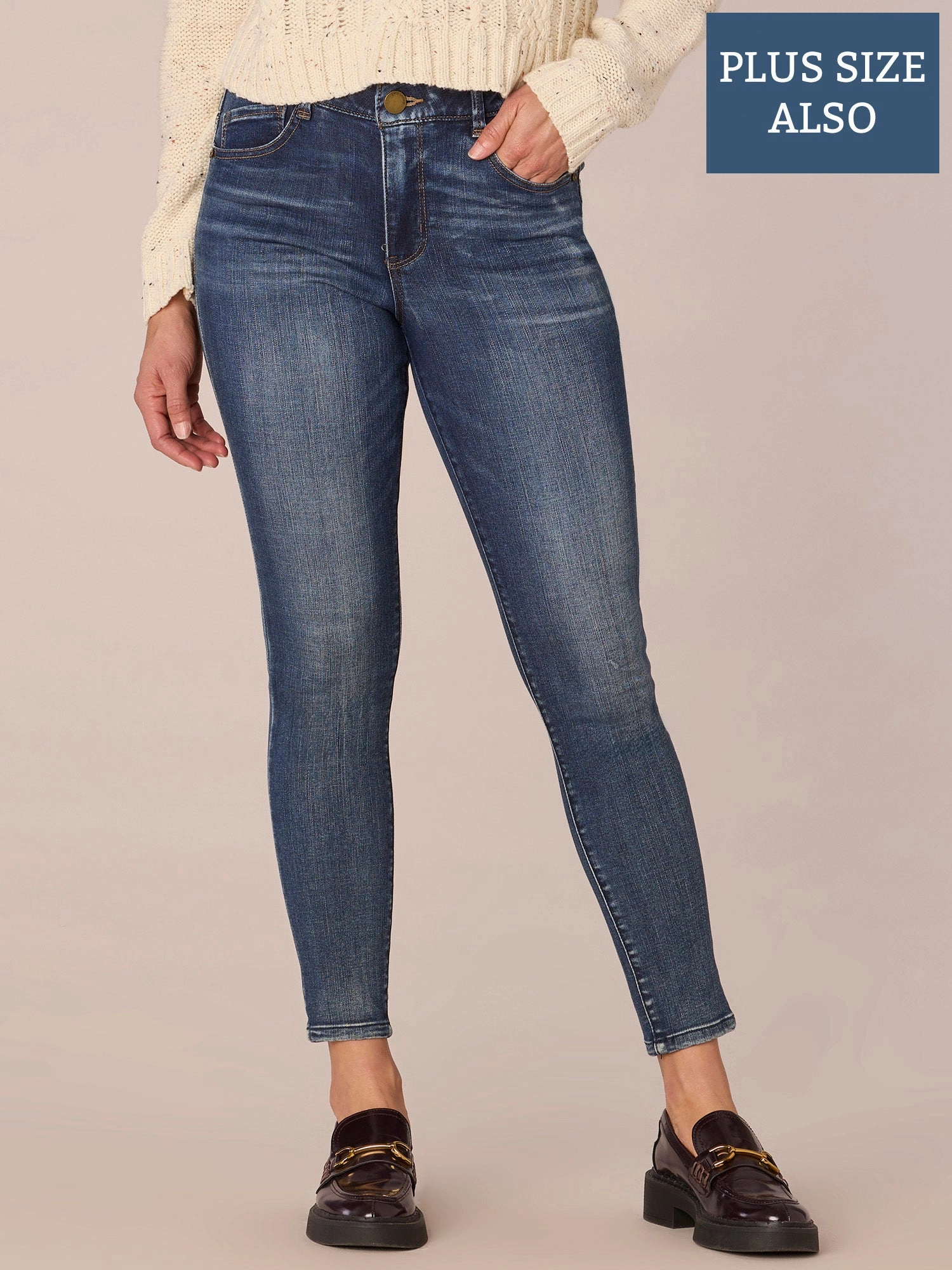 Lightweight Parent Style Durable "Ab"solution? High Rise Modern Plus Size Ankle Length Jeans