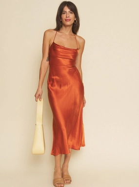 Breezy Style Casual Comfort Wear Camille Dress - Rust