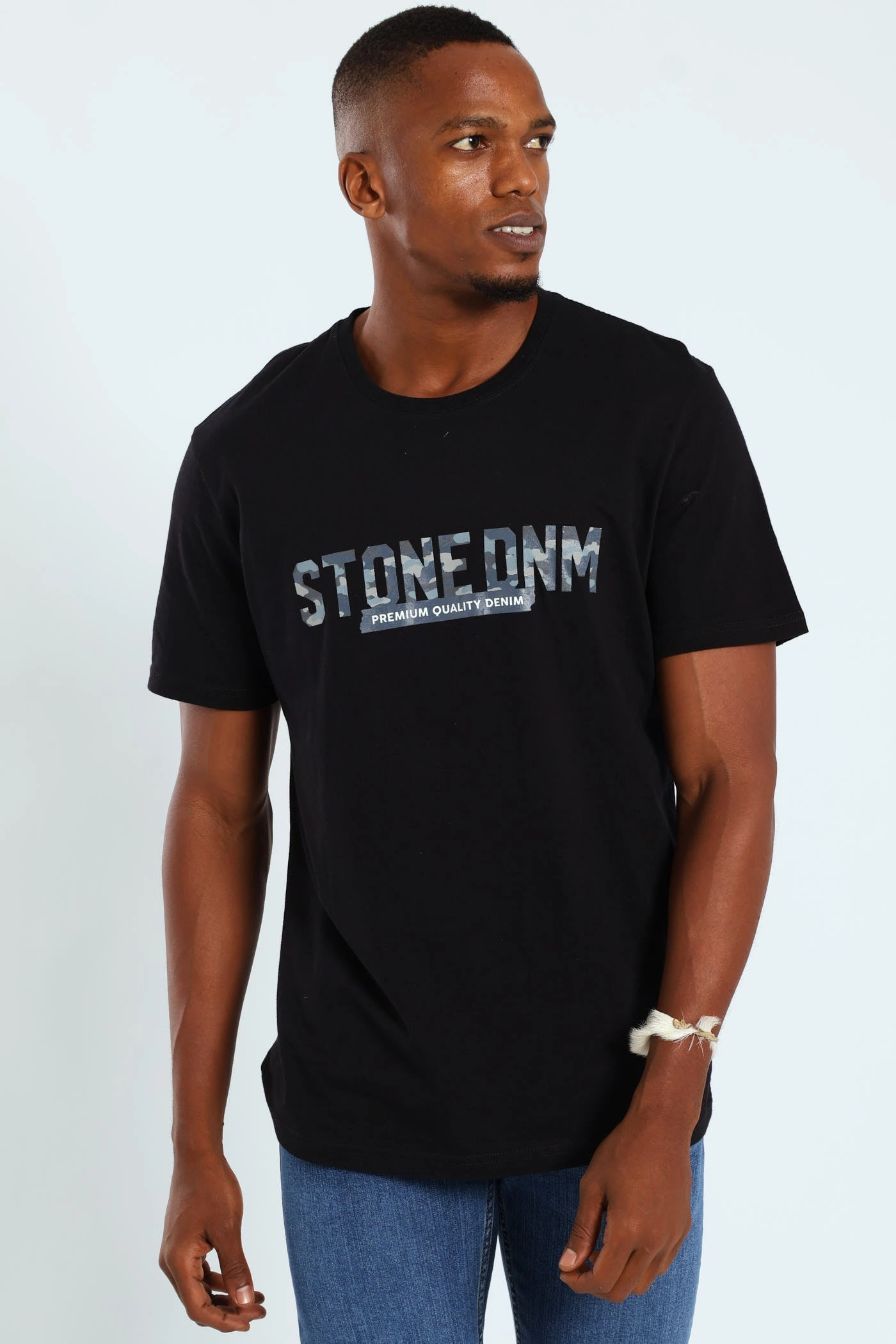 Cozy Vibe Camo Front & Back Print Tee - Black