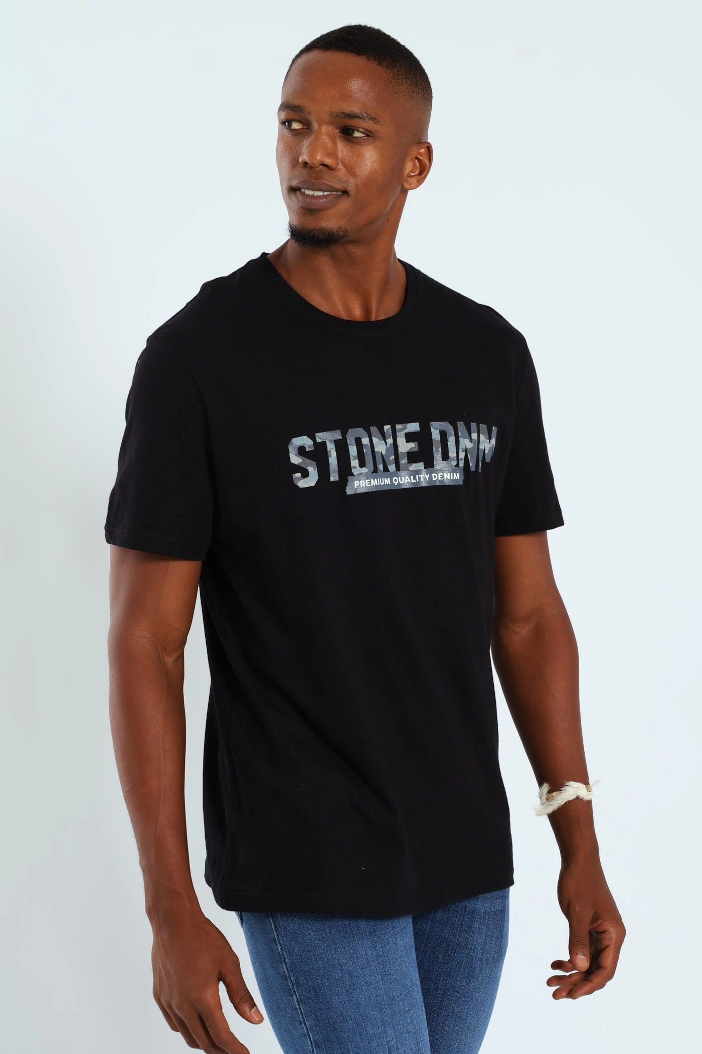 Camo Front & Back Print Tee - Black Perfect Style