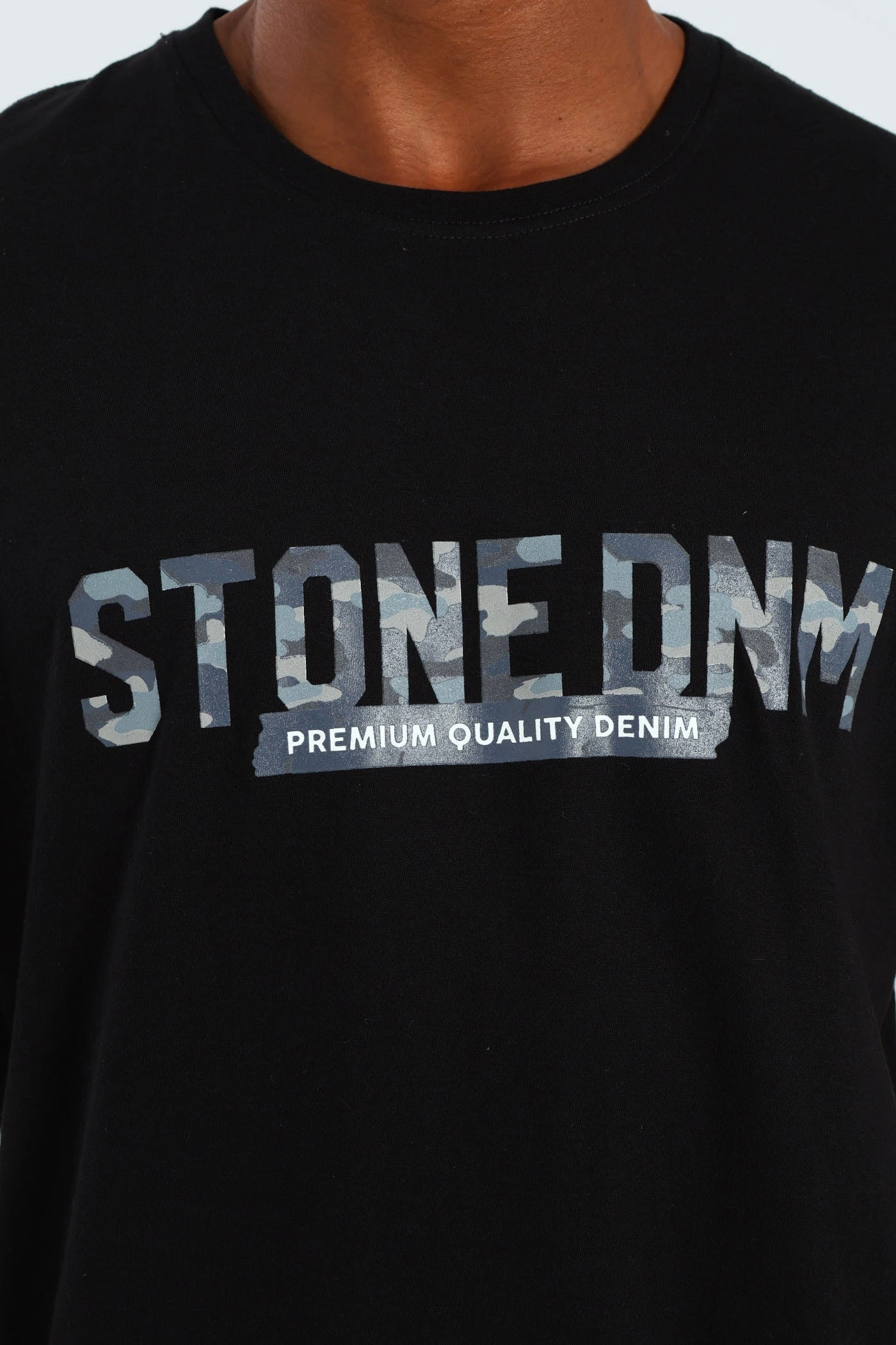 Camo Front & Back Print Tee - Black Practical Wear Street Fashion