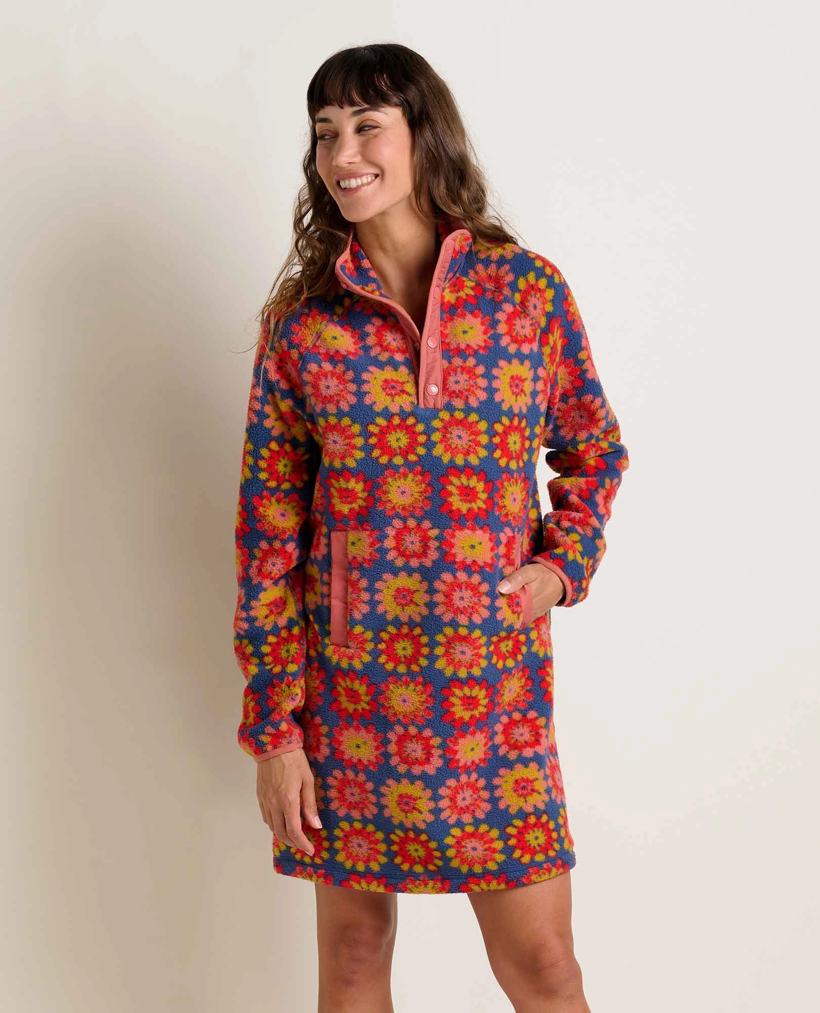 Lounge Ready Metallic Finish Campo Fleece 1/4 Snap Dress