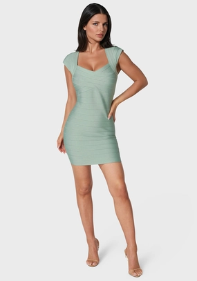 Versatile Layering Cap Sleeve Bandage Mini Dress