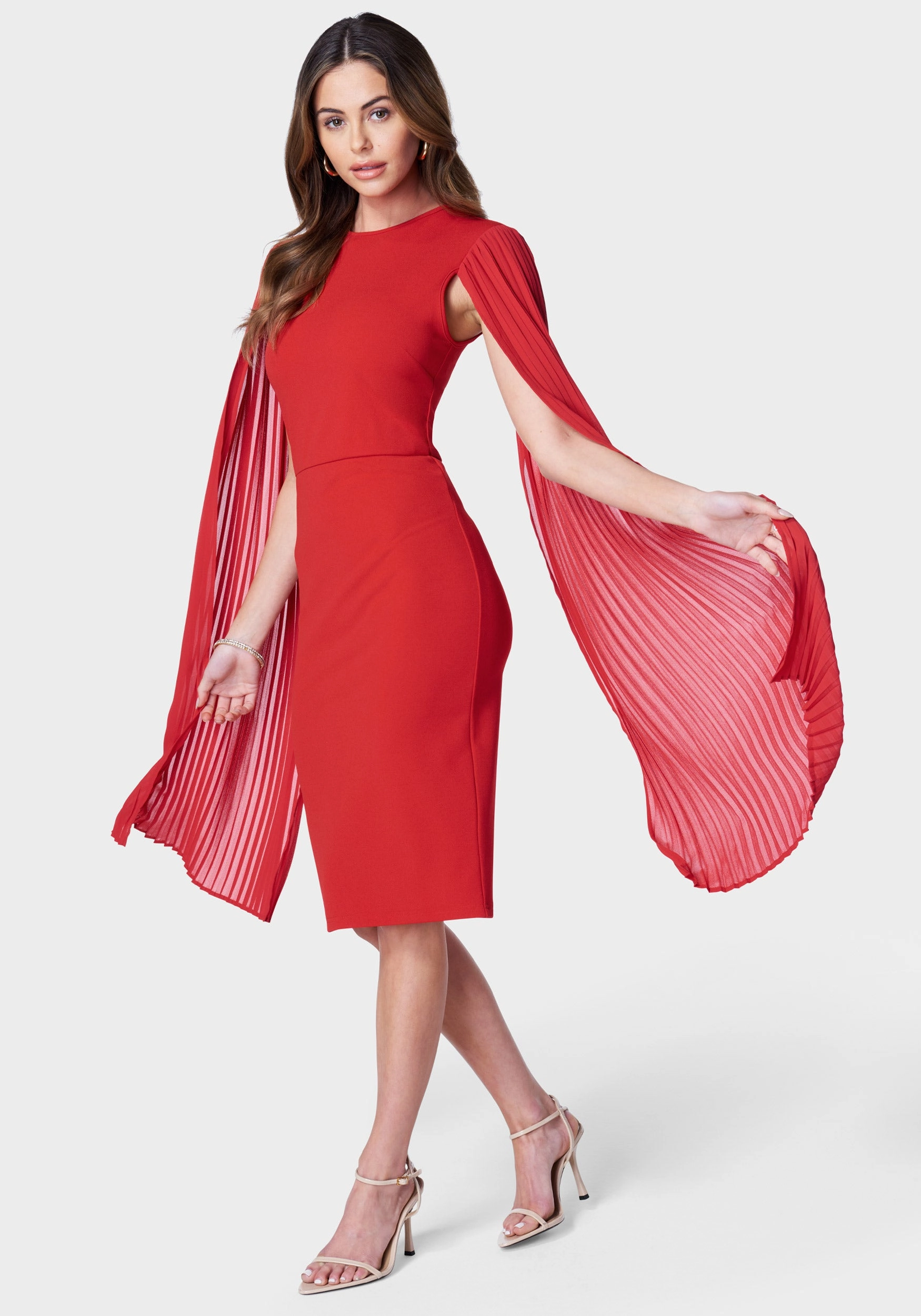 Bright Bloom Perfect Mood Cape Sleeve Midi Dress