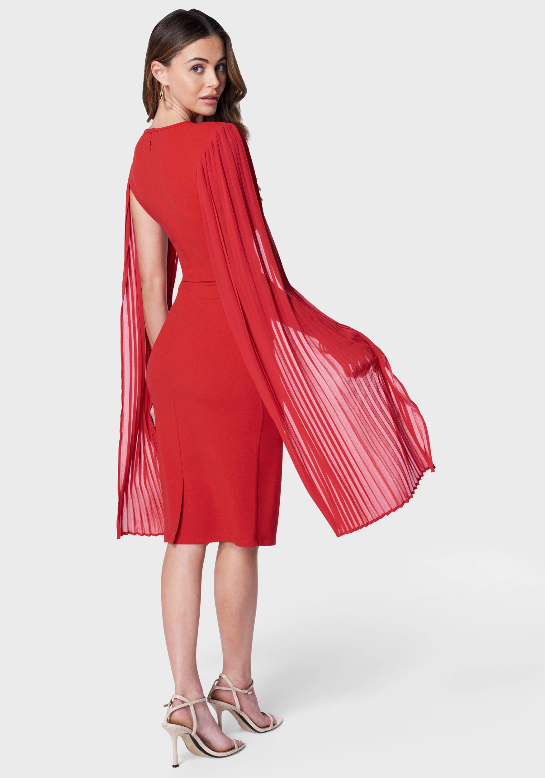 Lightweight Wear Classic Flow Cape Sleeve Midi Dress