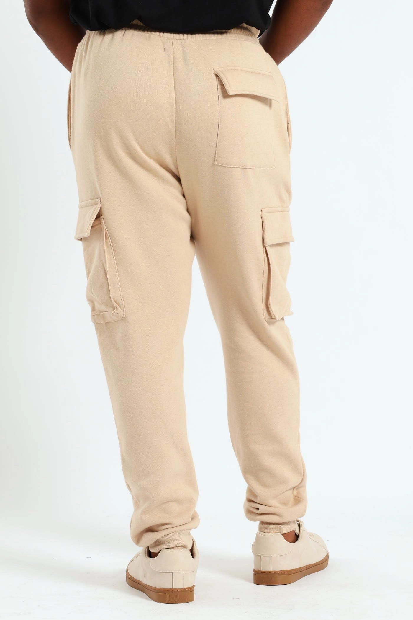 Cargo Fleece Jogger - Light Stone ResilientElasticBand Supportive Waistband