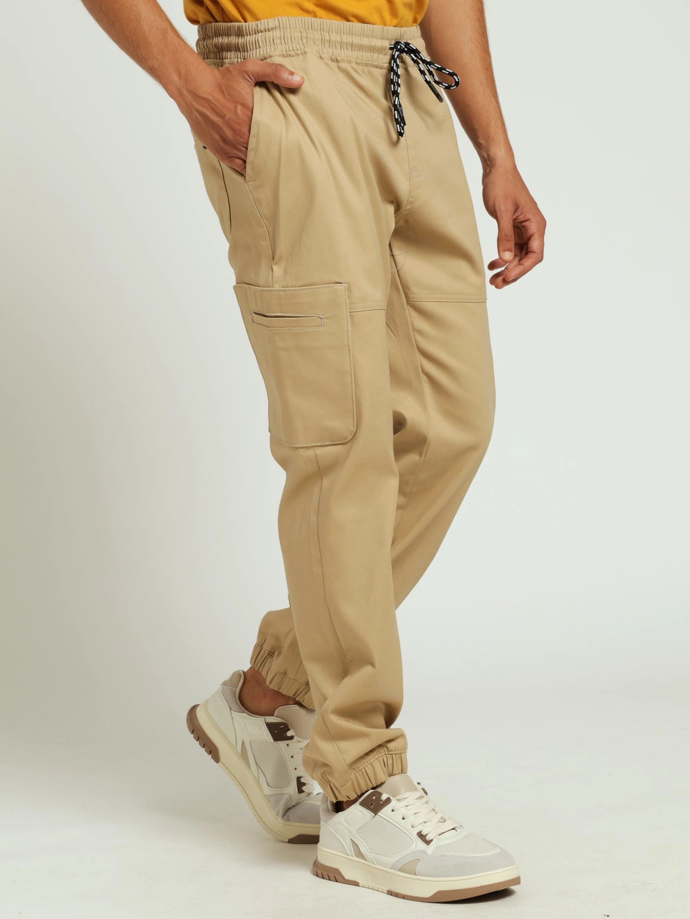 Cargo Jogger - Stone HighRiseWaistband Multi Pocket Design