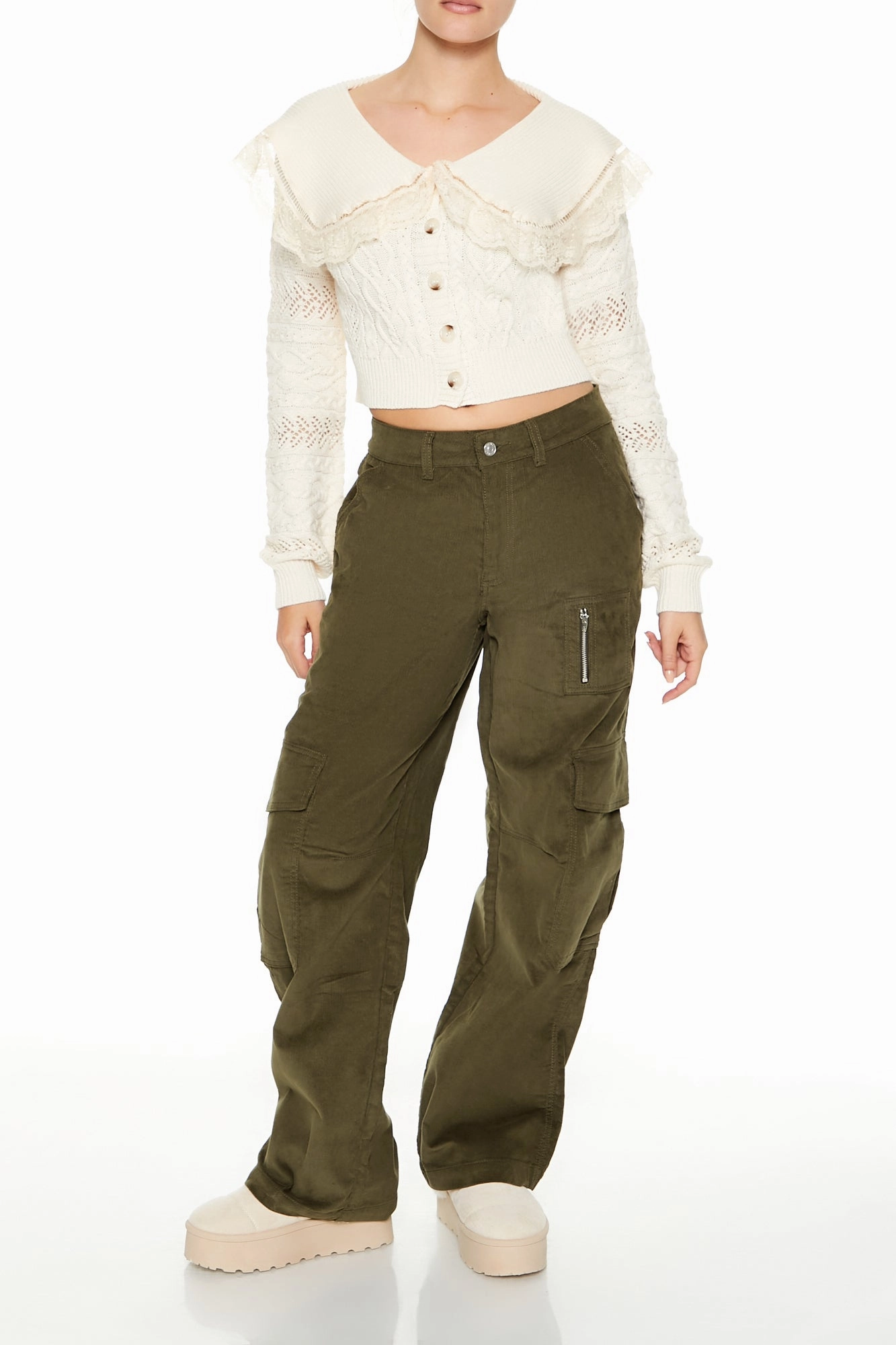 Cargo Pant - Khaki HypoallergenicMaterial Embroidered Detail