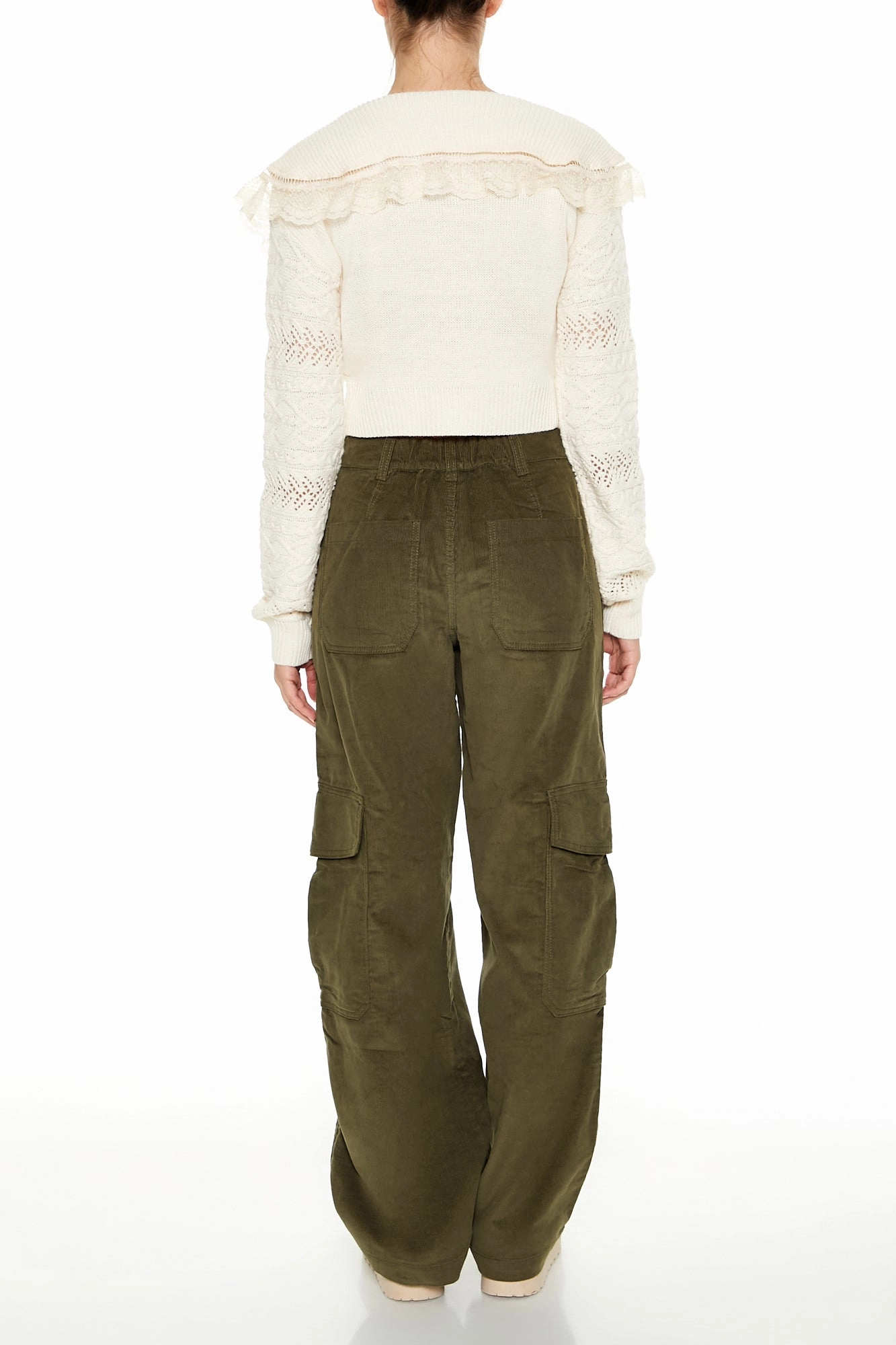 Cargo Pant - Khaki Laser Cut Perforations Curved Waistline